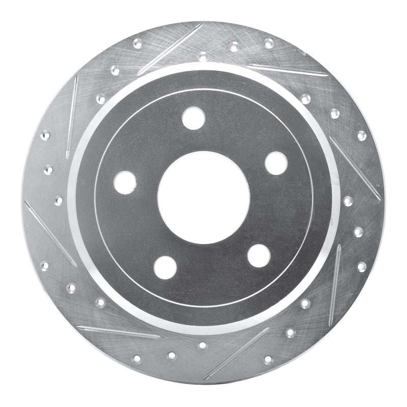 R1 07-18 Jeep Wrangler Rear Left Drilled & Slotted Silver Brake Rotor