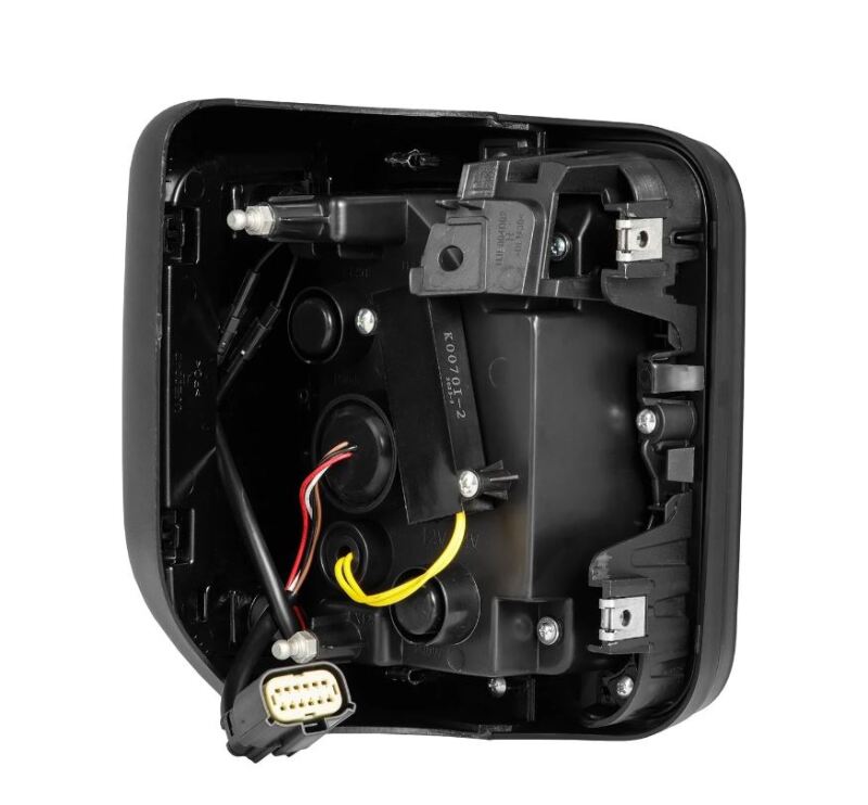 AlphaRex Jeep Gladiator JT Nova-Series LED tail light showing black and red design with wiring connections.