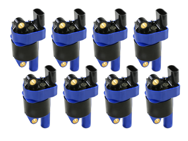 afe SCORCHER ignition coils for GM V8 cars, trucks, and SUVs from 2005 to 2020, featuring a durable design for enhanced performance.