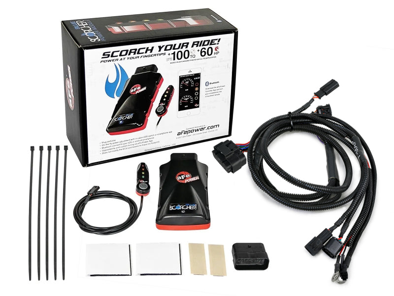 aFe Scorcher Blue Module for 24-25 Toyota Tacoma and 2025 4Runner, enhancing performance with easy installation components.
