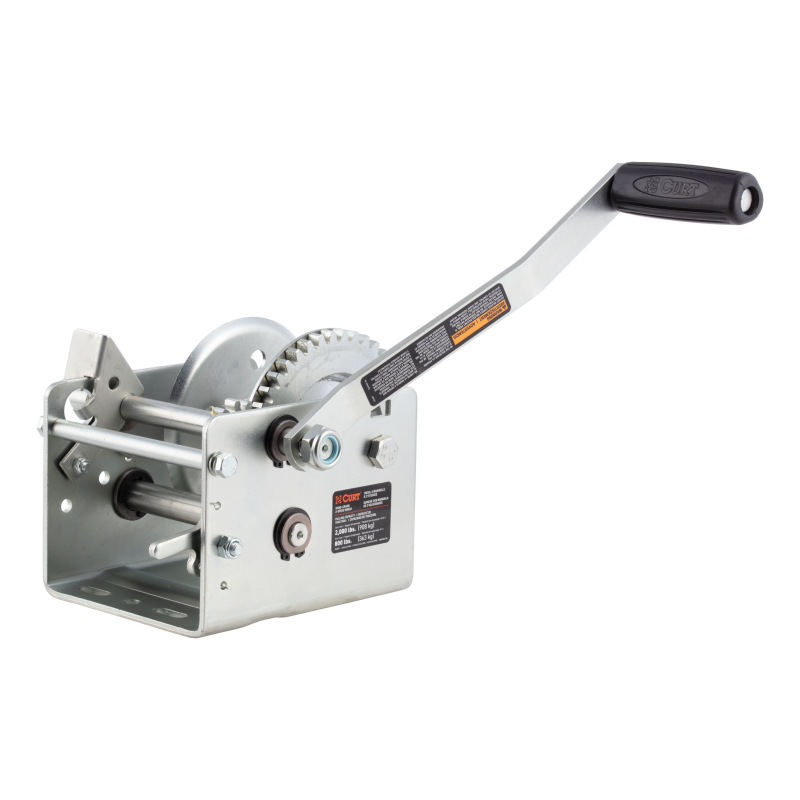 CURT Hand-Crank 2-Speed Winch, 2,000 lbs, 10.25:1 Low Gear Ratio, 10.6" Handle Model 29520