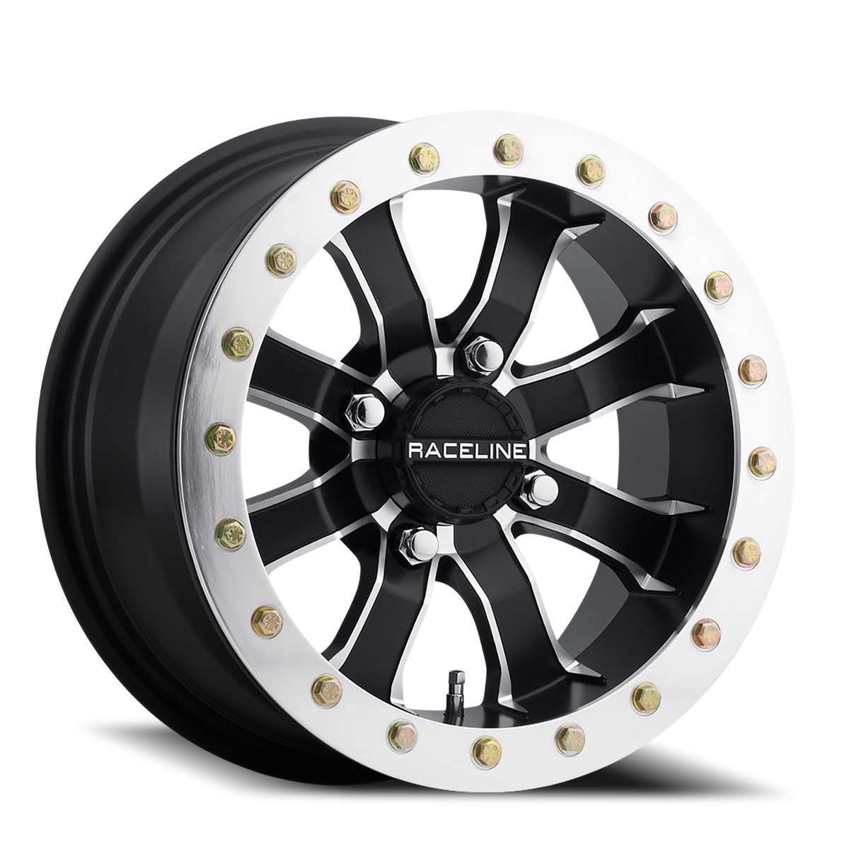 Aluminum Wheels 14x7 Mamba Beadlock UTV A71 Machined Lip Satin Black 0 Offset 4 on 110 Bolt Pattern Raceline
