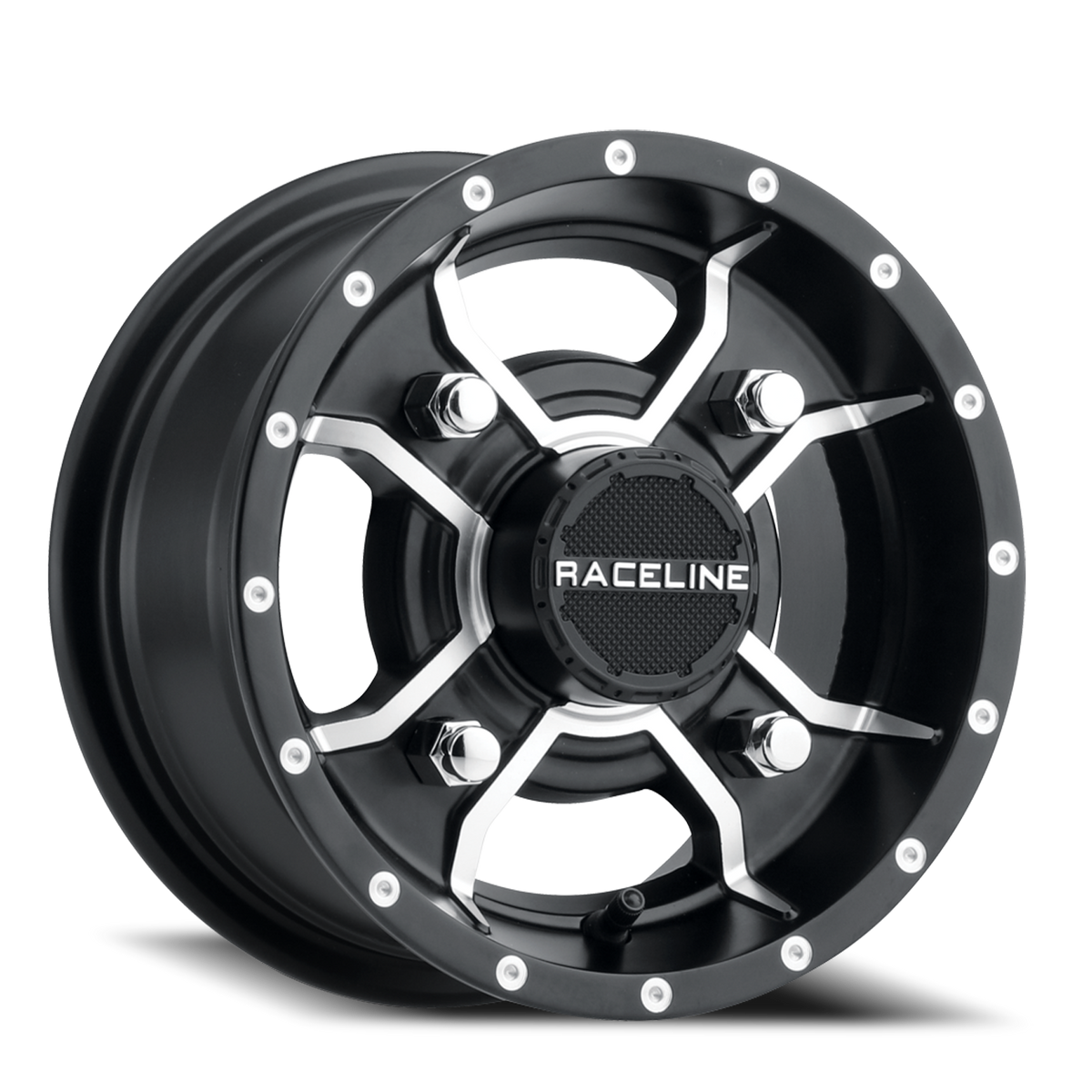 Aluminum Wheels 12x7 Mamba UTV A77 Machined Spokes Satin Black 10 Offset 4 on 110 Bolt Pattern Raceline