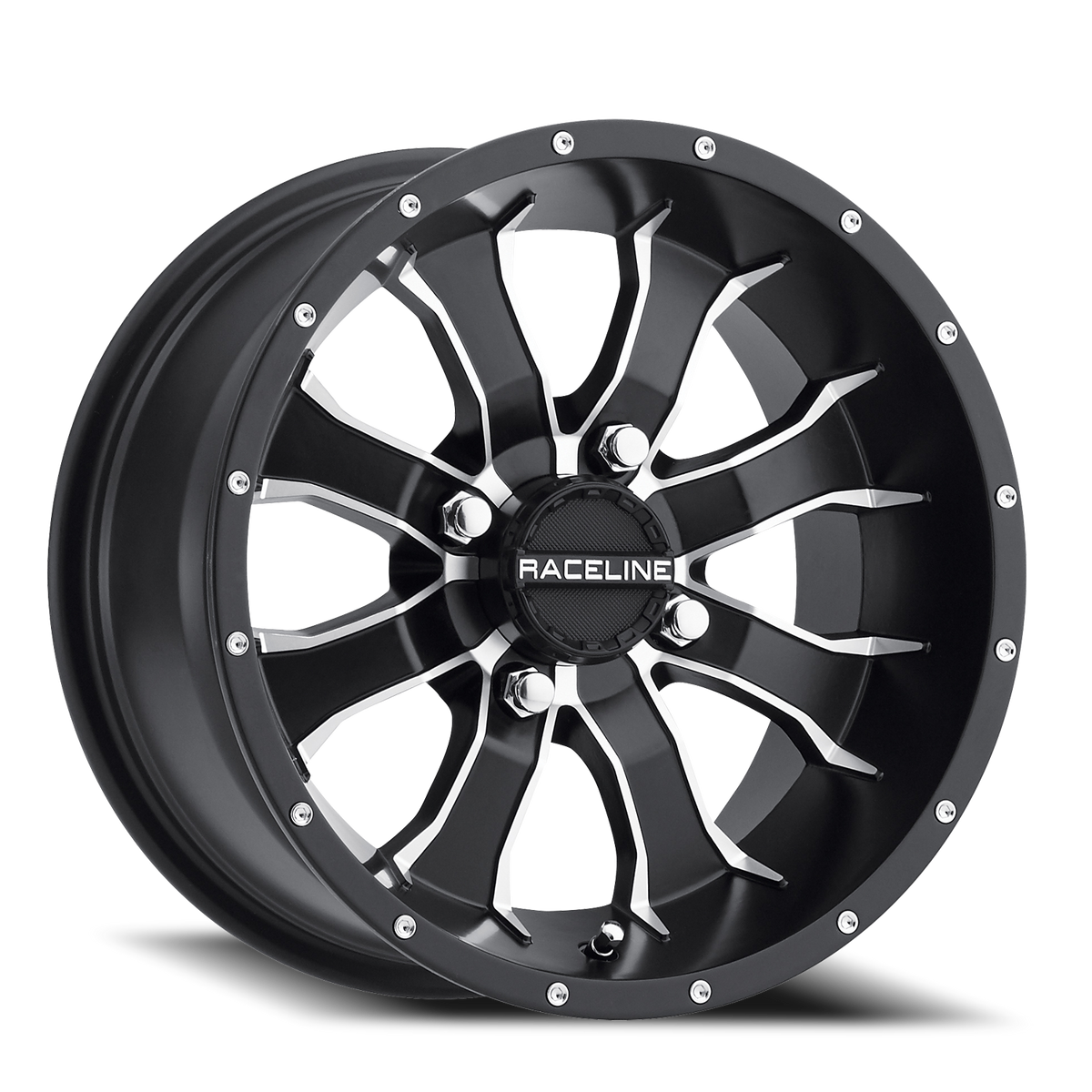 Aluminum Wheels 14x7 Mamba UTV A77 Machined Spokes Satin Black 10 Offset 4 on 115 Bolt Pattern Raceline