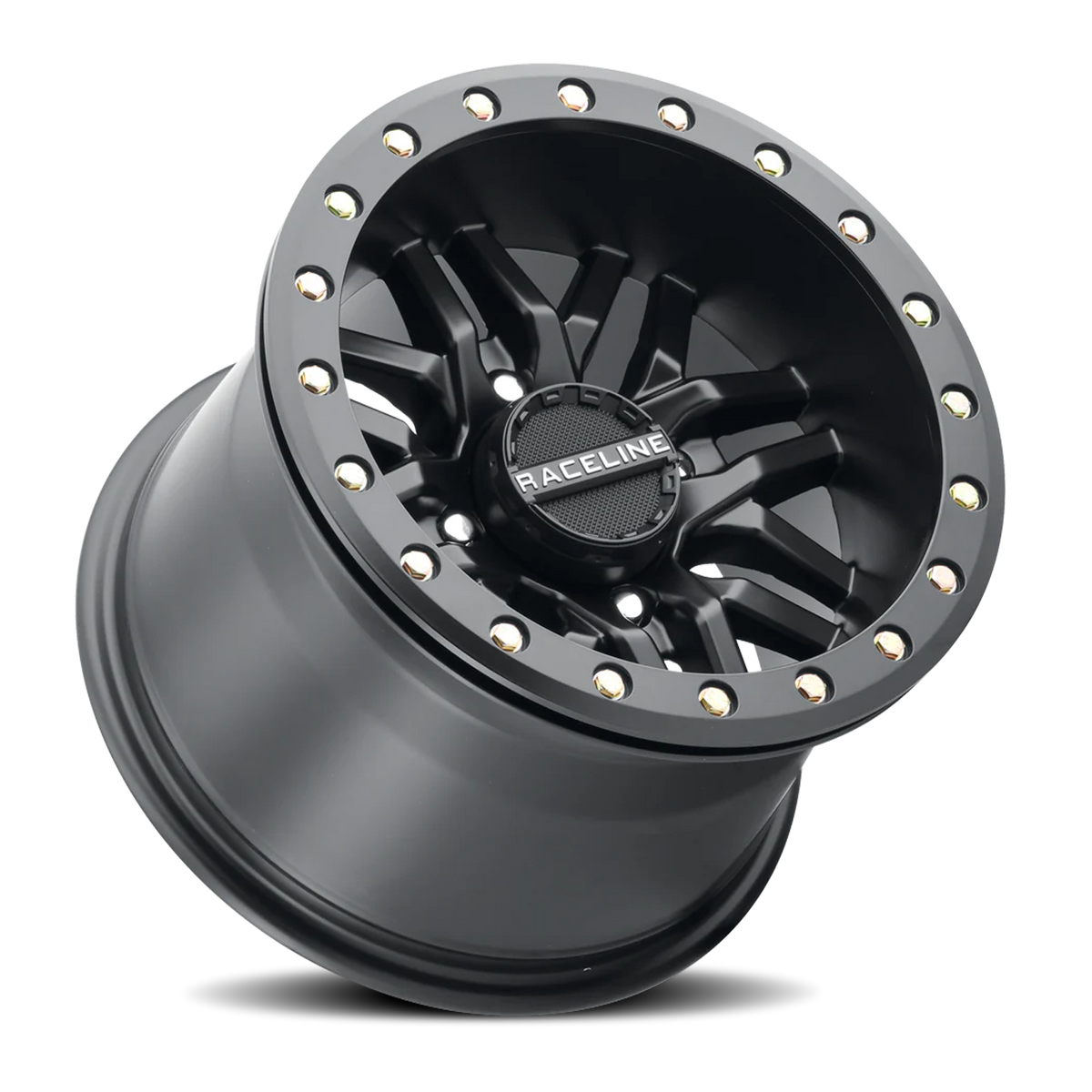 Aluminum Wheels 14x7 Ryno Beadlock UTV A91B Machined Face Satin Black 10 Offset 4 on 137 Bolt Pattern 113.9 Bore Raceline