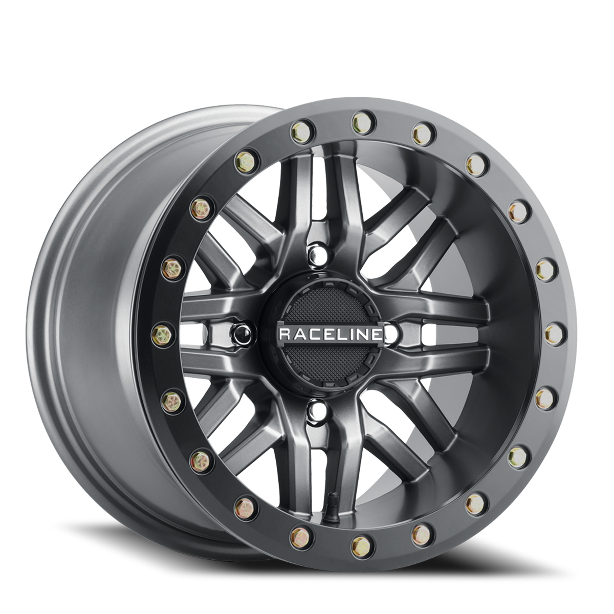 Aluminum Wheels 15x10 Ryno Beadlock UTV A91G Matte Dark Gunmetal Grey 0 Offset 4 on 156 Bolt Pattern 134.3 Bore Raceline