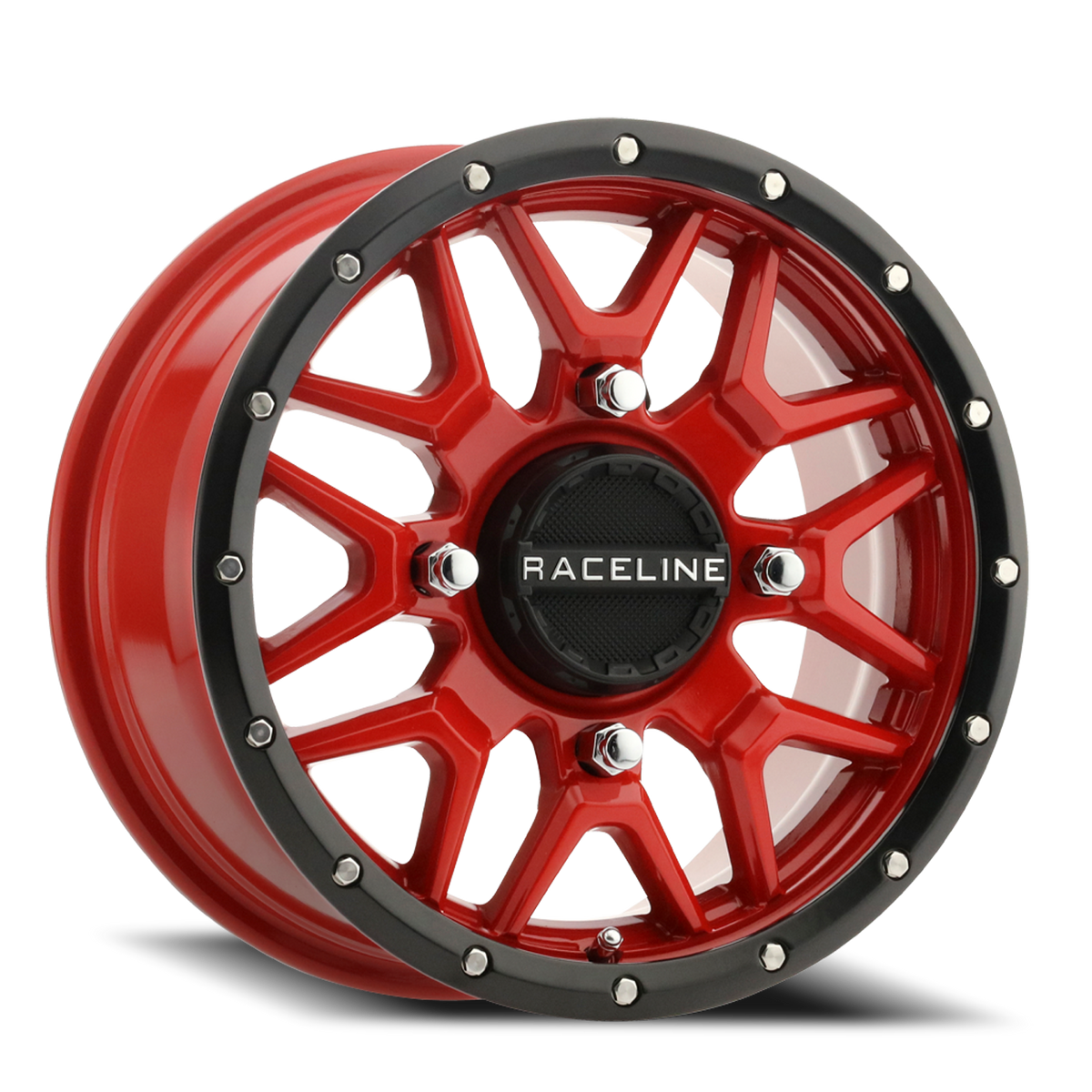Aluminum Wheels 15x7 Krank Simulated Beadlock UTV A94R Red 10 Offset 4 on 156 Bolt Pattern Raceline