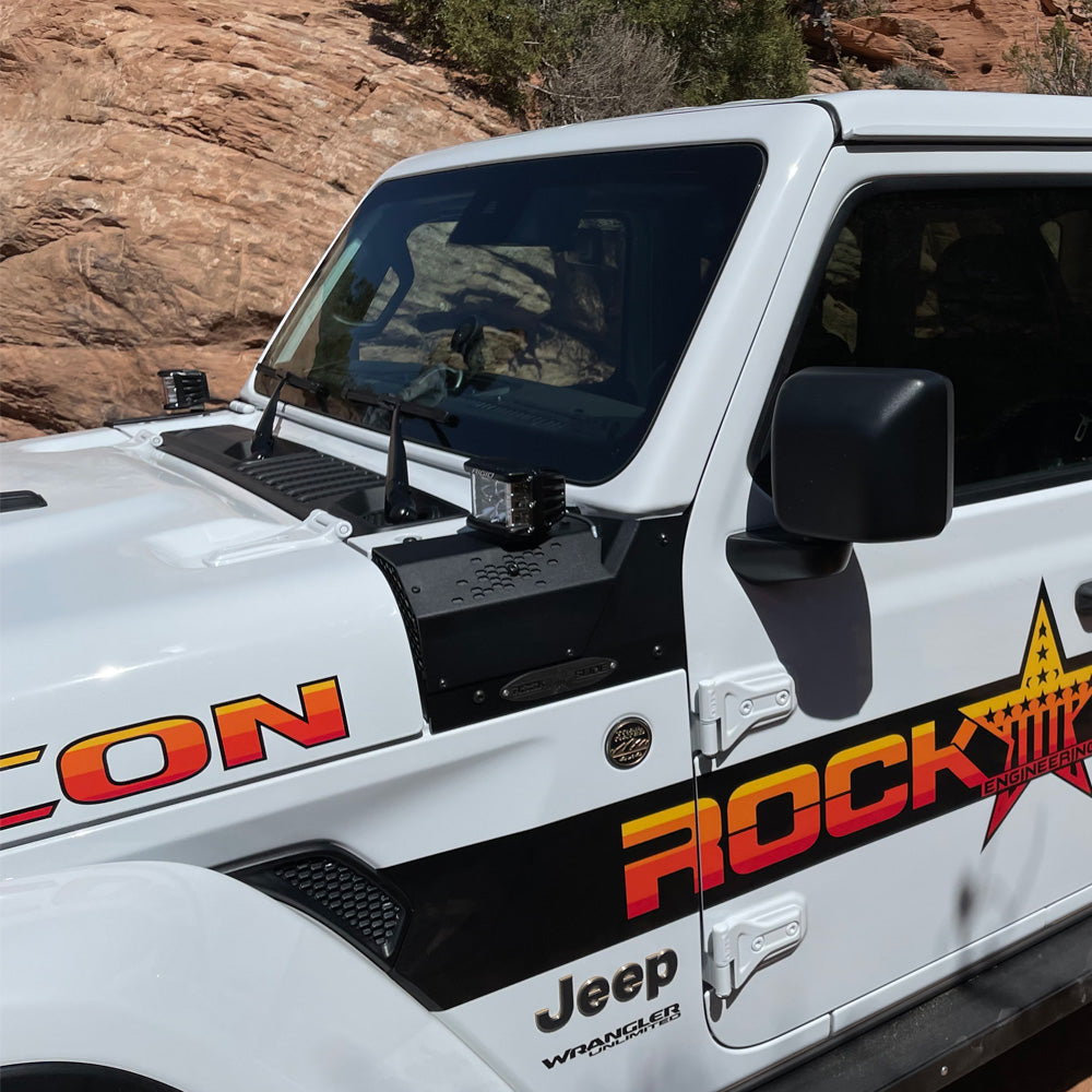 JL/JT Larger Cowl LED Light Pod Bracket Rock Slide Engineering