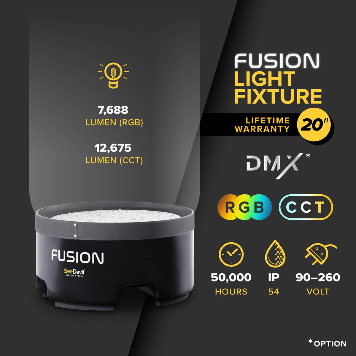 SeeDevil 100 Watt RGB 20" Fusion Light Fixture