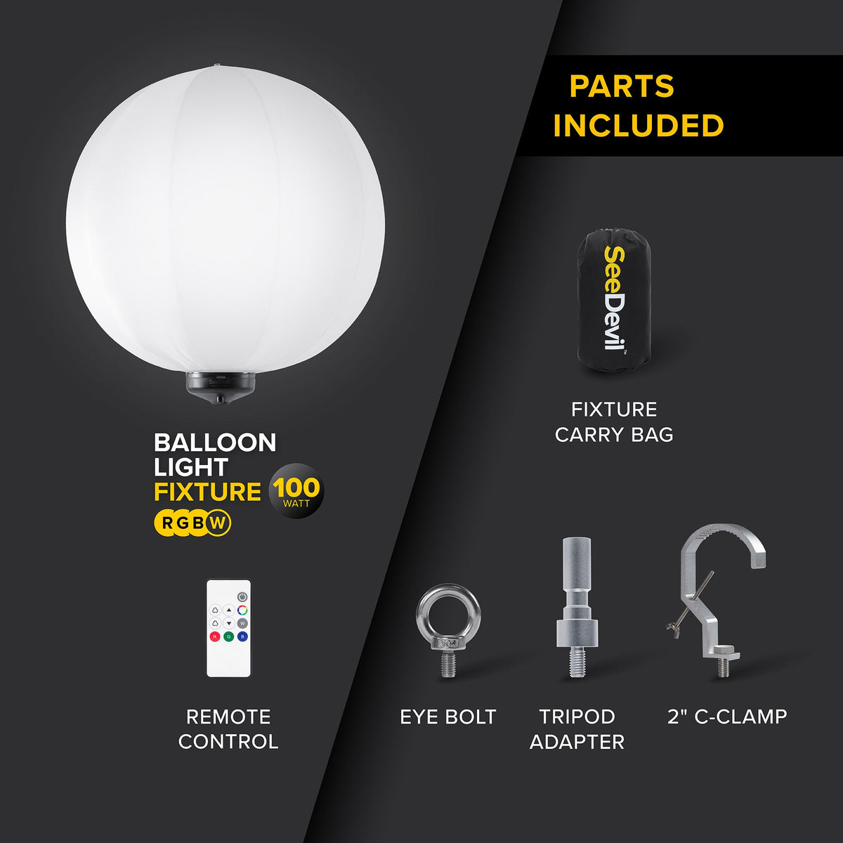 SeeDevil G3 100 Watt RGBW Balloon Light Fixture