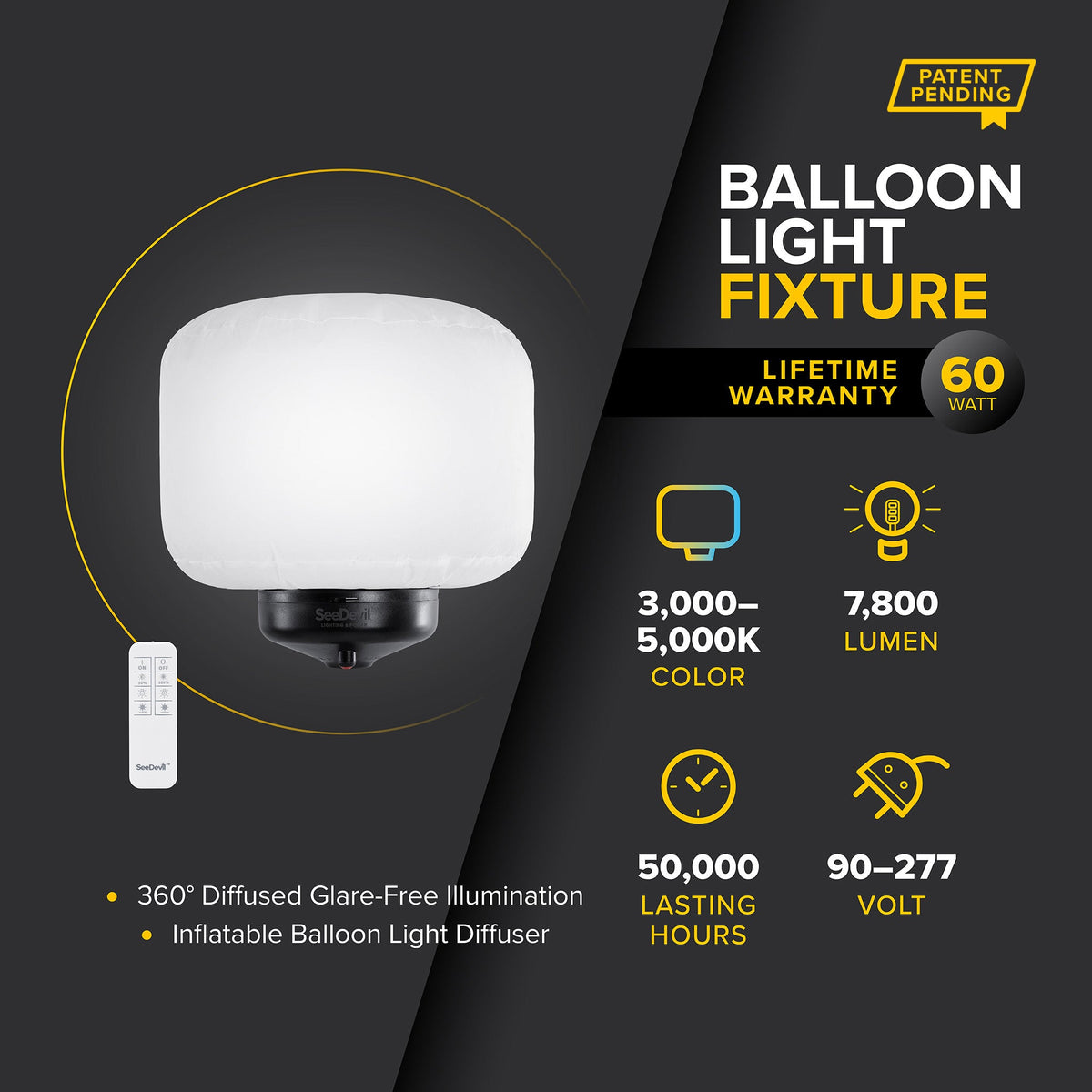 SeeDevil G3 60 Watt Balloon Light Fixture