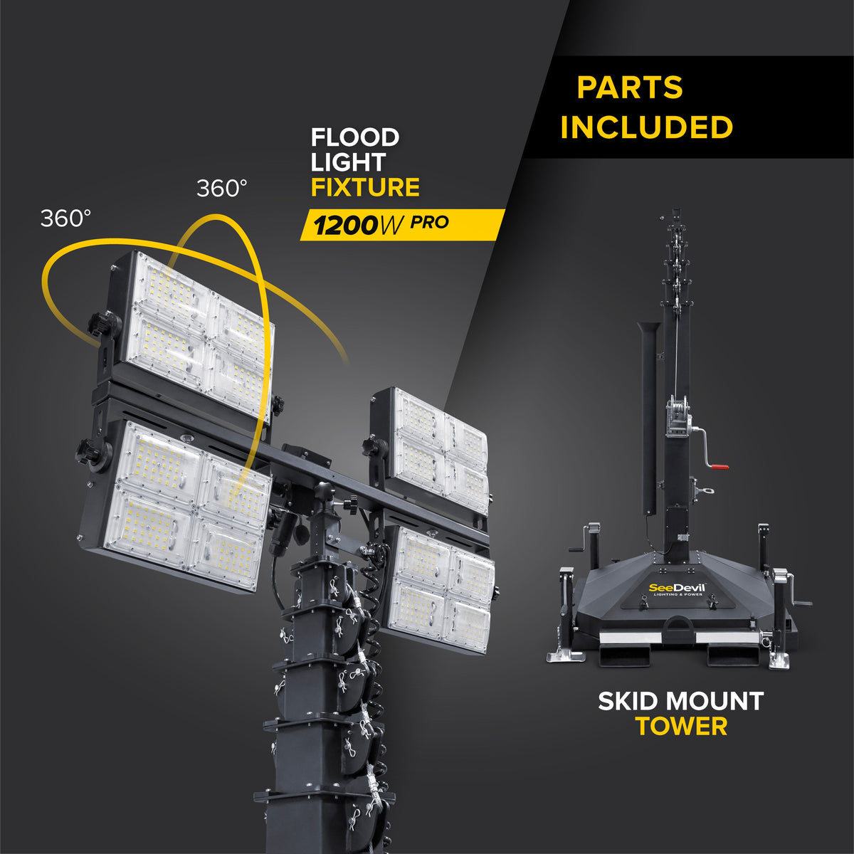 SeeDevil 1200 Watt Skid Mount Light Tower
