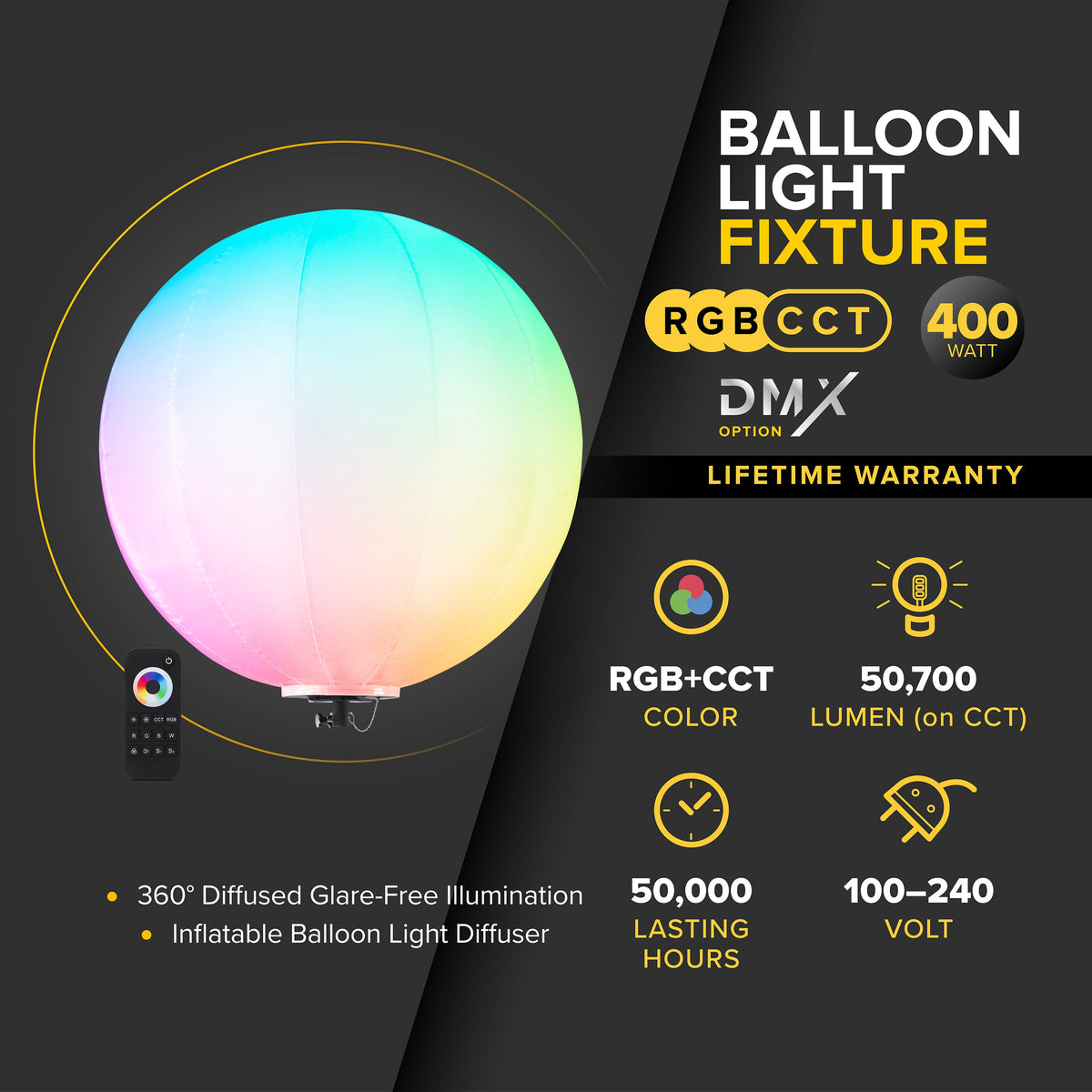SeeDevil G3 400 Watt RGB+CCT Balloon Light Fixture