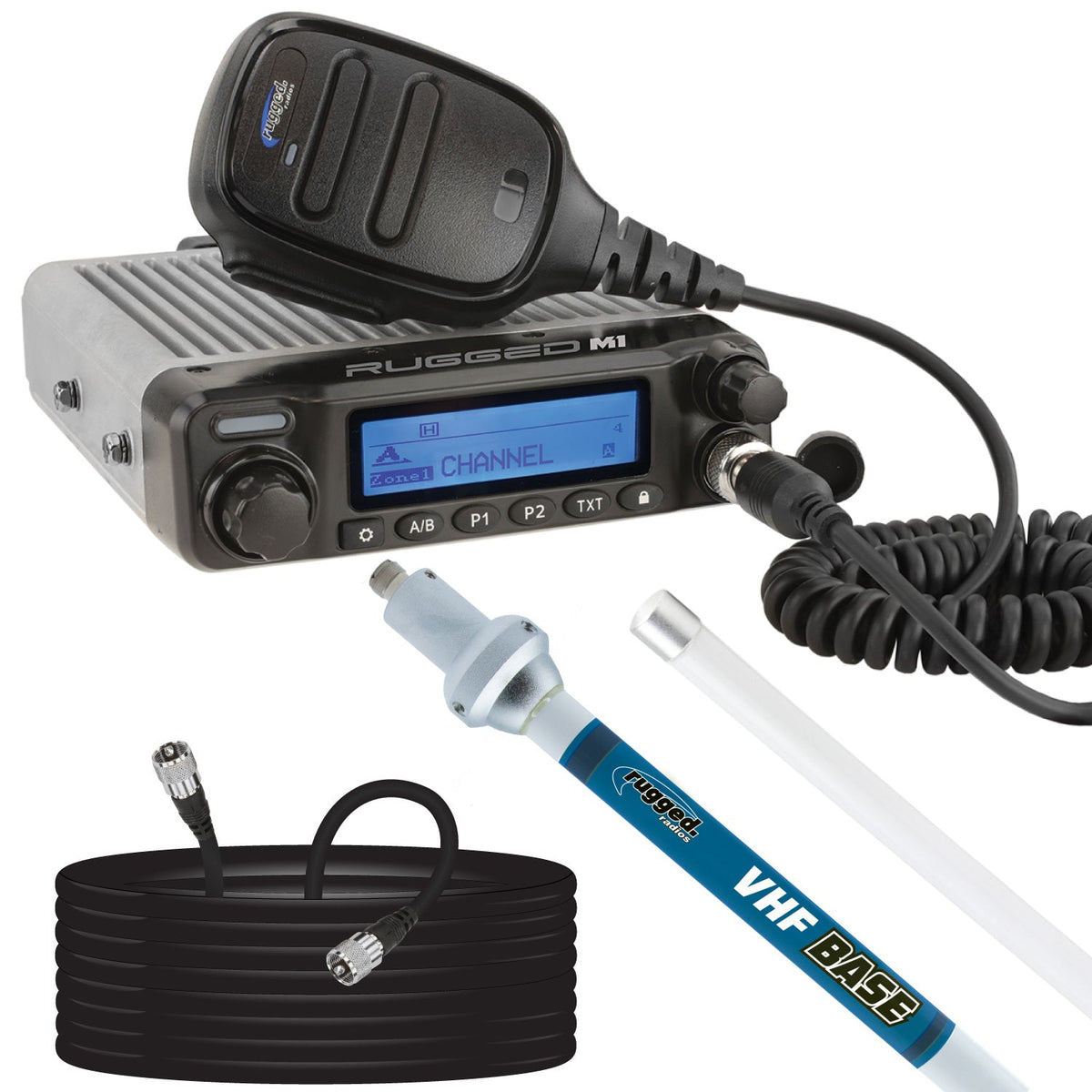 M1 Race Series Base Camp Kit - 55W VHF Waterproof Business Band Mobile Radio with Fiberglass Antenna