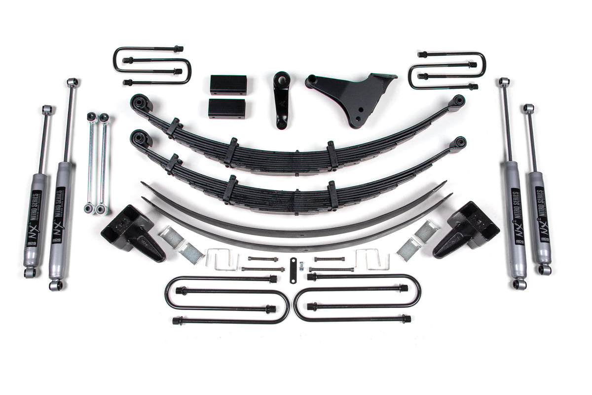 6 Inch Lift Kit Ford F250/F350 Super Duty 99-04 4WD Square U Bolt Block Kit With Factory Overload W/NX2 Nitro Shocks