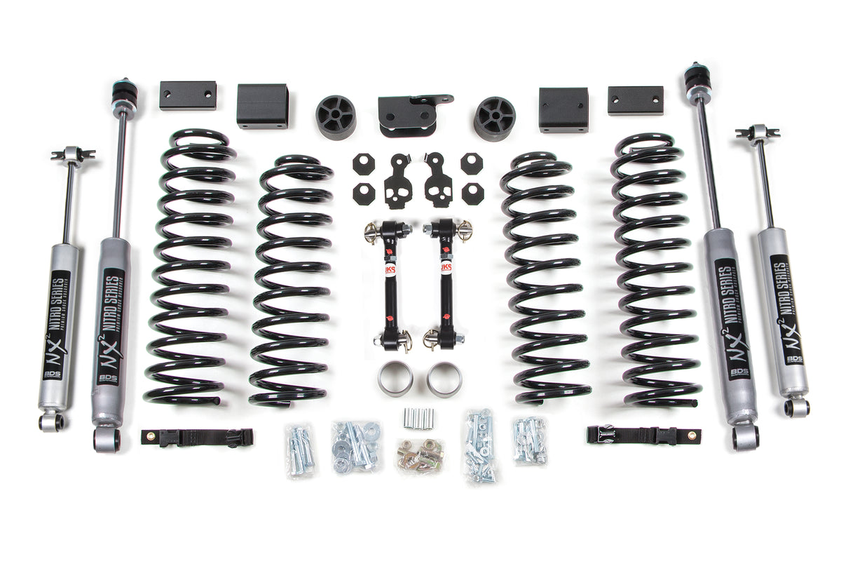 3 Inch Lift Kit Jeep Wrangler JK 12-18 4-Door Sway Bar Fixed Links NX2 Nitro Shocks