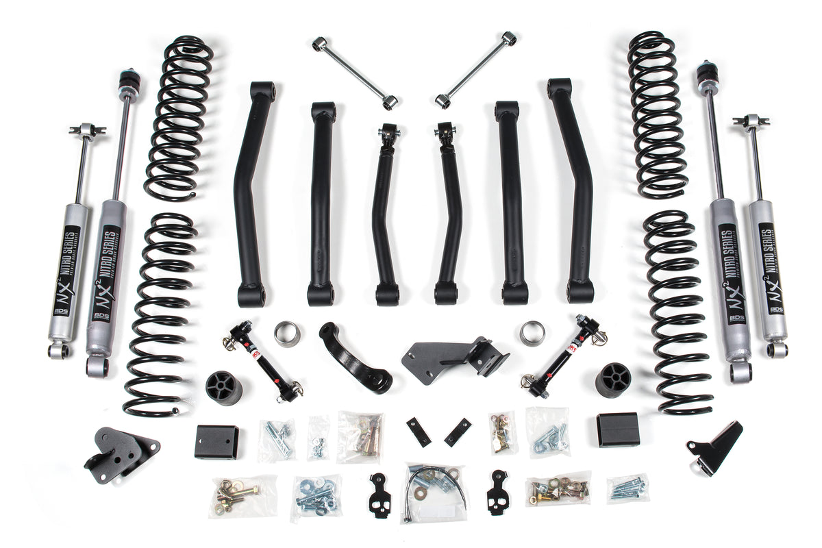 4.5 Inch Lift Kit Jeep Wrangler JK 12-18 4-Door Sway Bar Disconnects Fox 2.0 Performance Shocks