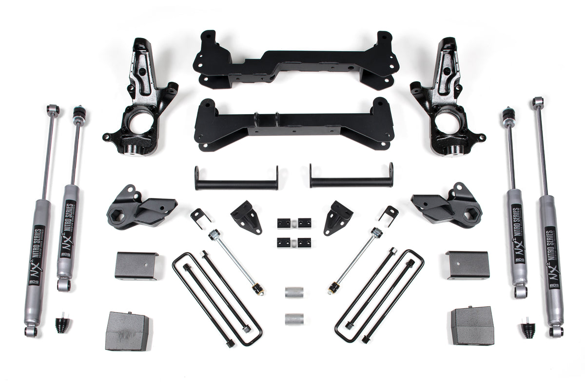 7 Inch Lift Kit Silverado/Sierra 2500HD 01-10 2WD Carrier Below Crossmember W/NX2 Nitro Shocks