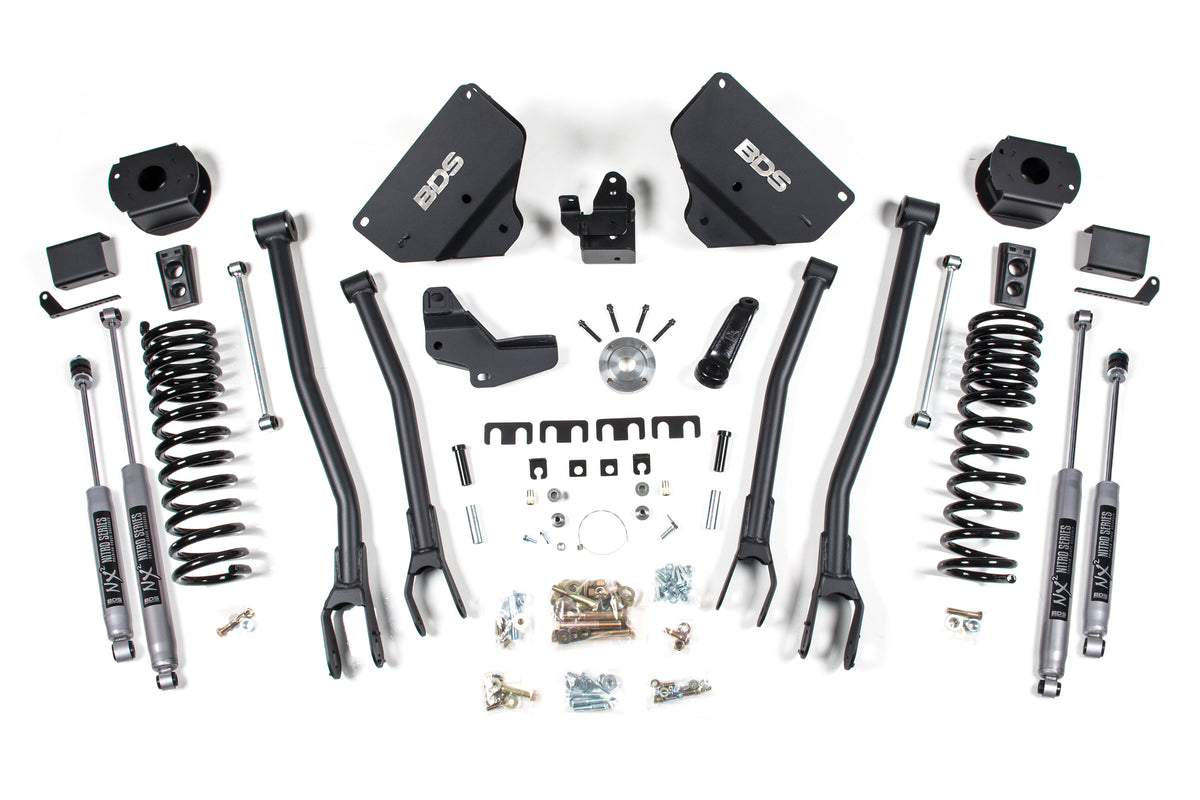 4 Inch Lift Kit w/ 4-Link Ram 2500 w/ Rear Air Ride 14-18 4WD Gas Fox 2.0 Performance Shocks