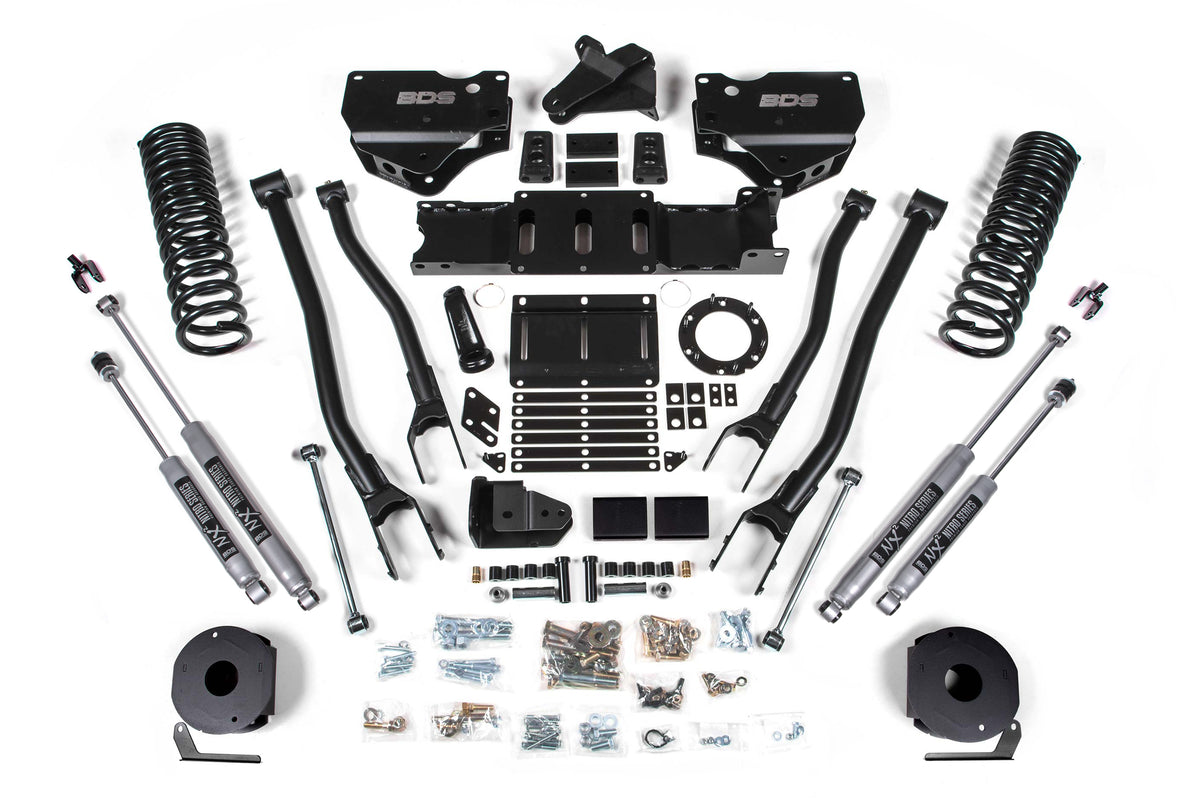 5.5 Inch Lift Kit w/ 4-Link Ram 2500 w/ Rear Air Ride 19-24 4WD Gas NX2 Nitro Shocks