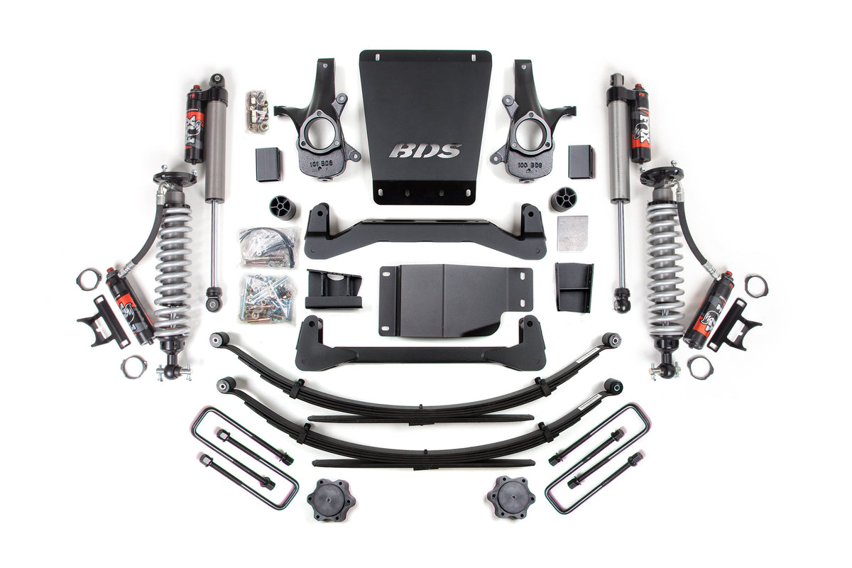 4 Inch Lift Kit FOX 2.5 Performance Elite Leaf Springs Coil-Over 07-13 Silverado/Sierra 1500 4WD BDS Suspension