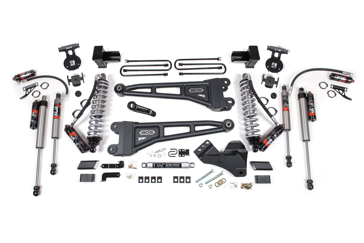 20-22 Ford F-350 4WD 5 Inch Radius Arm Suspension Lift Kit, 2 Inch Rear, Block, Diesel, Dually - Fox 2.5 Performance Elite Series C/O Front, Fox 2.5 Performance Elite Series Aux Front, Fox 2.5 Performance Elite Series Rear BDS Suspension