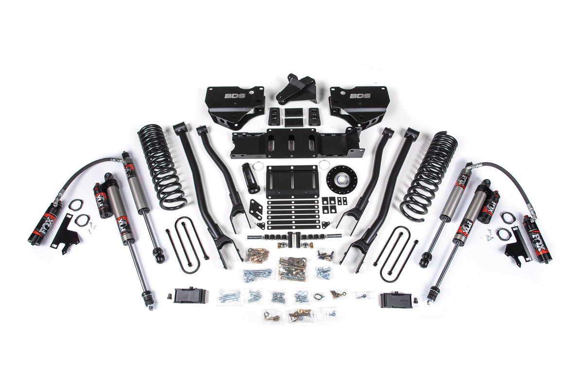 25-26 Ram 3500 (Diesel) 4 Inch 4-Link Suspension Lift Kit W/ Indexing Ring, 3 Inch Rear Lift, Block W/ OE Air Assist - Fox 2.5 PES Shocks BDS Suspension