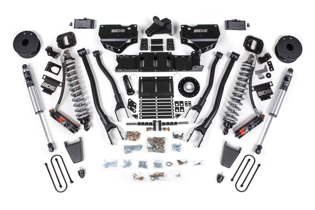 25-26 Ram 3500 (Diesel) 4 Inch 4-Link Suspension Lift Kit W/ Indexing Ring, 3 Inch Rear Lift, Block W/ OE Air Assist - Fox 2.5 PES C/O, Fox 2.5 IFP PS Shocks BDS Suspension