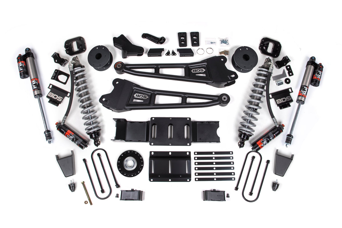 25-26 Ram 3500 (Diesel) 4 Inch Radius Arm Suspension Lift Kit W/ Indexing Ring, 3 Inch Rear Lift, Block W/ OE Air Assist - Fox 2.5 PES C/O, Fox 2.5 PES Shocks BDS Suspension