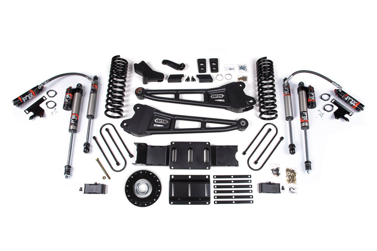 25-26 Ram 3500 (Gas) 4 Inch Radius Arm Suspension Lift Kit W/ Indexing Ring, 3 Inch Rear Lift w/ Overload, Block - Fox 2.5 PES Shocks BDS Suspension