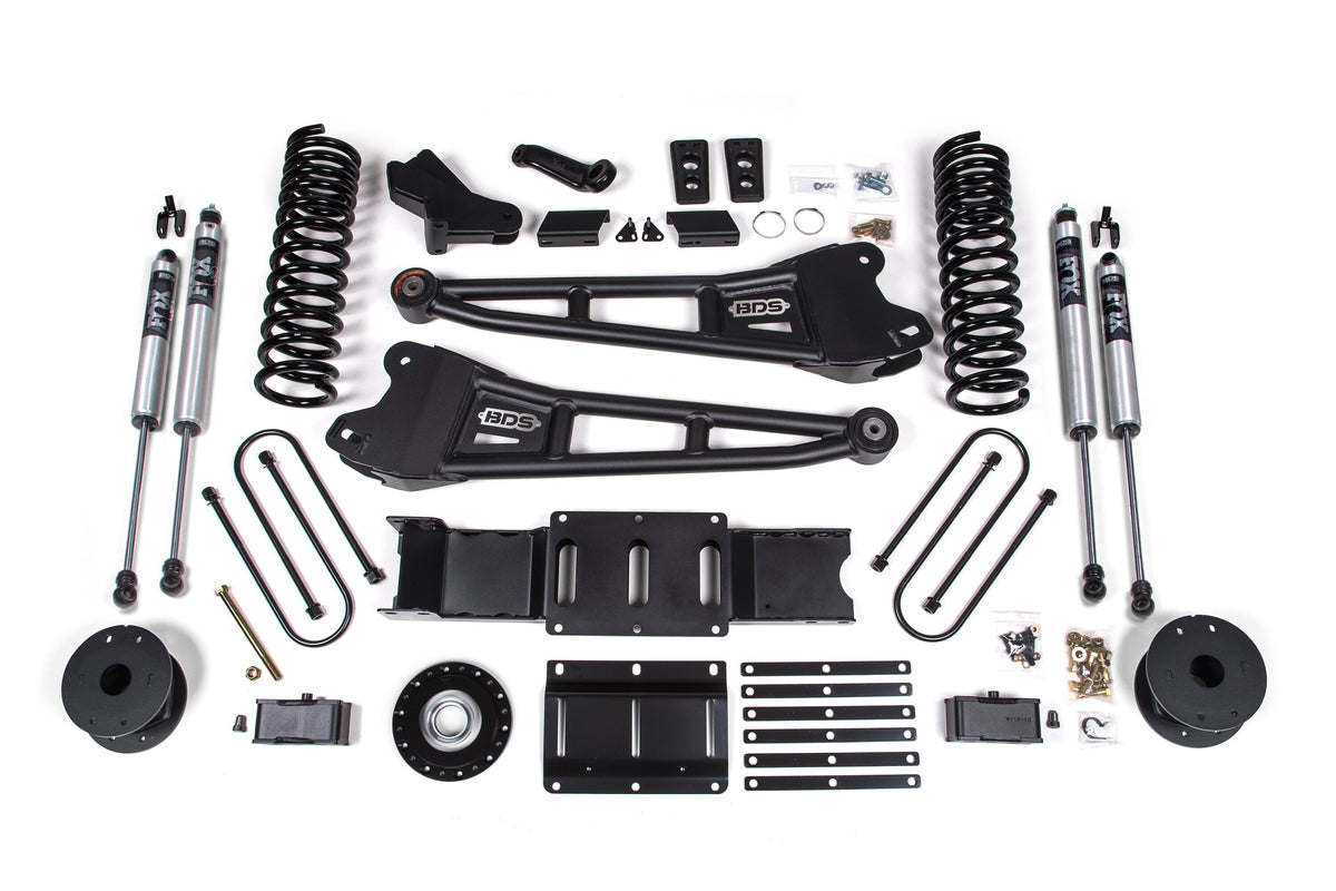 25-26 Ram 3500 (Gas) 4 Inch Radius Arm Suspension Lift Kit W/ Indexing Ring, 3 Inch Rear Lift, OE Air Bag - Fox 2.0 IFP PS Shocks BDS Suspension