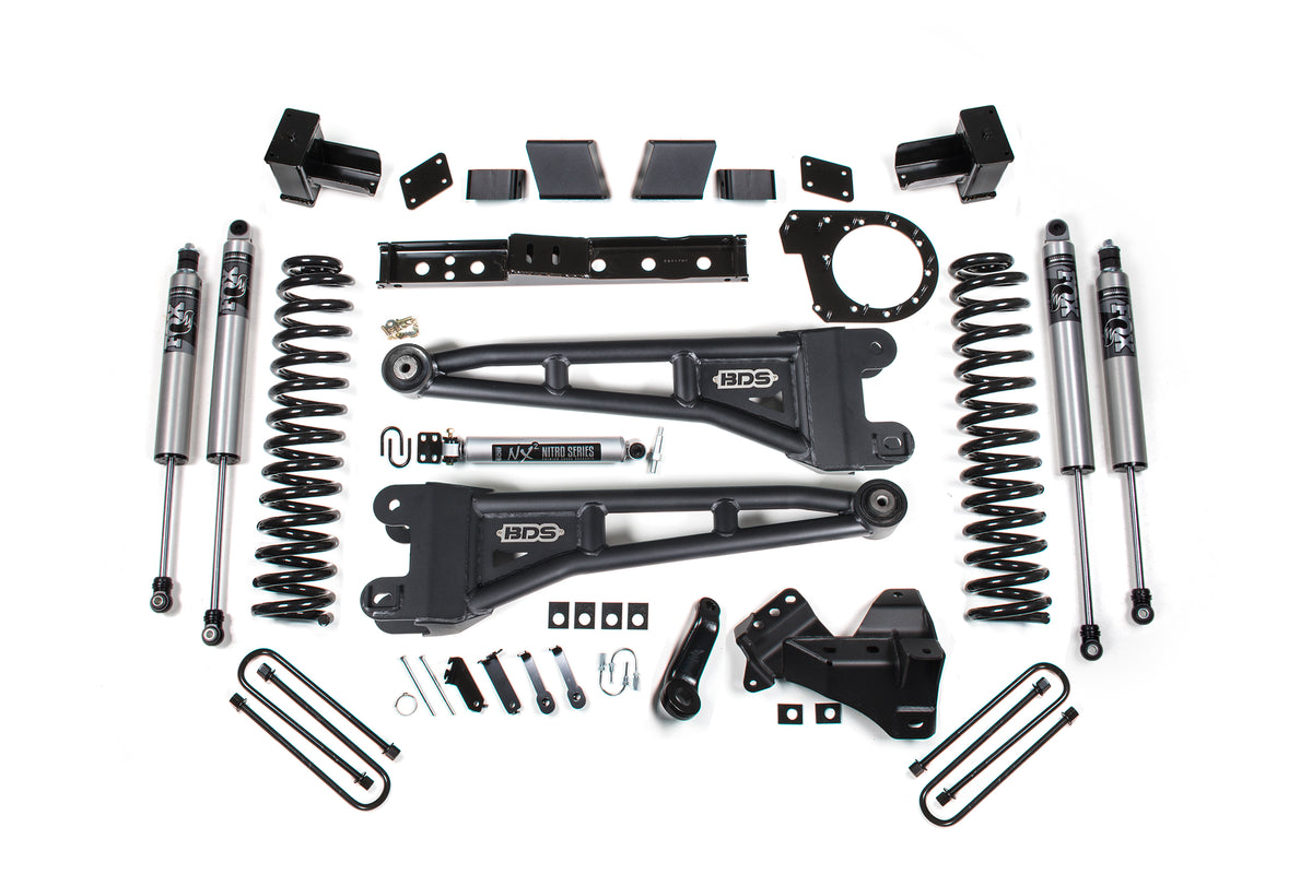 23-26 Ford F-250/F-350 SRW 4WD 7 Inch Radius Arm Suspension Lift Kit, 4.5 Inch Rear, Block, Diesel - Fox 2.5 IFP Performance Series Shocks Front and Rear BDS Suspension