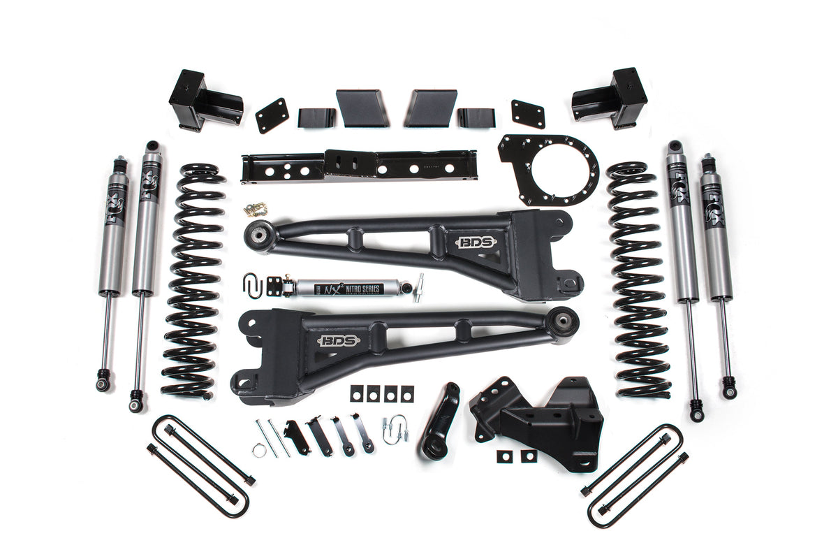 23-26 Ford F-250/F-350 SRW 4WD 7 Inch Radius Arm Suspension Lift Kit, 6 Inch Rear, Leaf Spring, Diesel - NX2 Nitro Series Shocks Front and Rear BDS Suspension