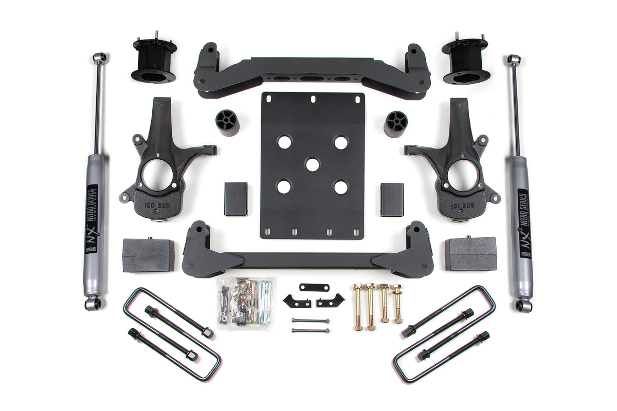 07-13 Chevrolet Silverado 1500 - GMC Sierra 1500 2WD 4.5 Inch Suspension Lift Kit, 3 Inch Rear Lift, Block, NX2 Nitro Series Shocks BDS Suspension