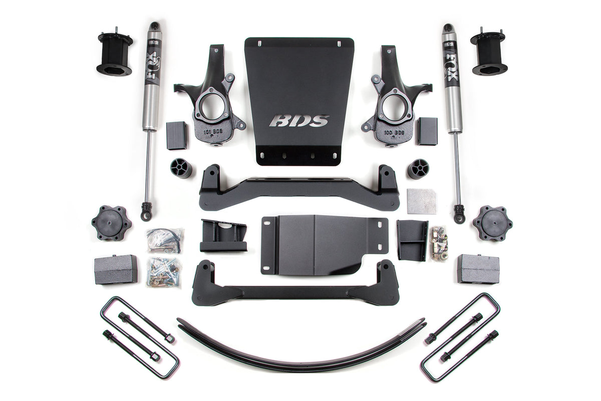 07-13 Chevrolet Silverado 1500 - GMC Sierra 1500 4WD 6 Inch Suspension Lift Kit, 4.5 Inch Rear Lift, Block and Add-A-Leaf, NX2 Nitro Series Shocks BDS Suspension