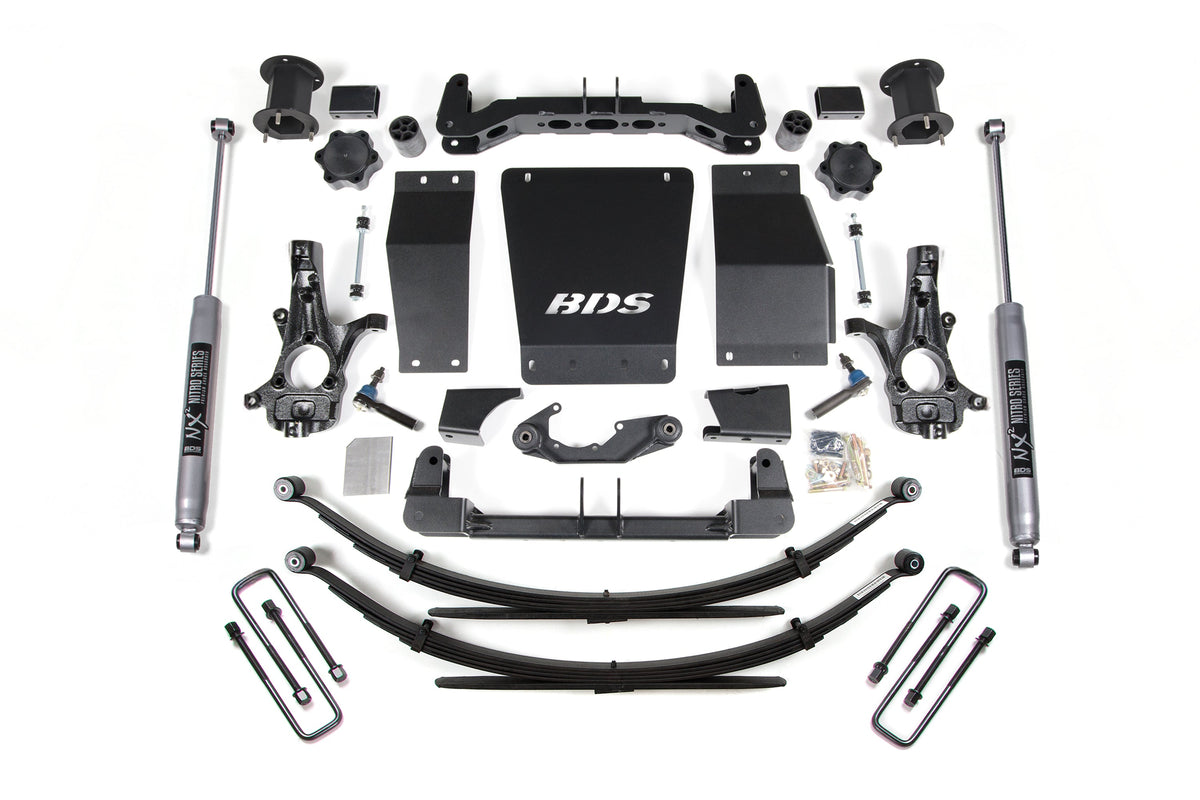 14-18 Chevrolet Silverado 1500 - GMC Sierra 1500 4WD 4.5 Inch Suspension Lift Kit (Cast Steel), 4 Inch Rear Lift, Leaf Springs, NX2 Nitro Series Shocks BDS Suspension