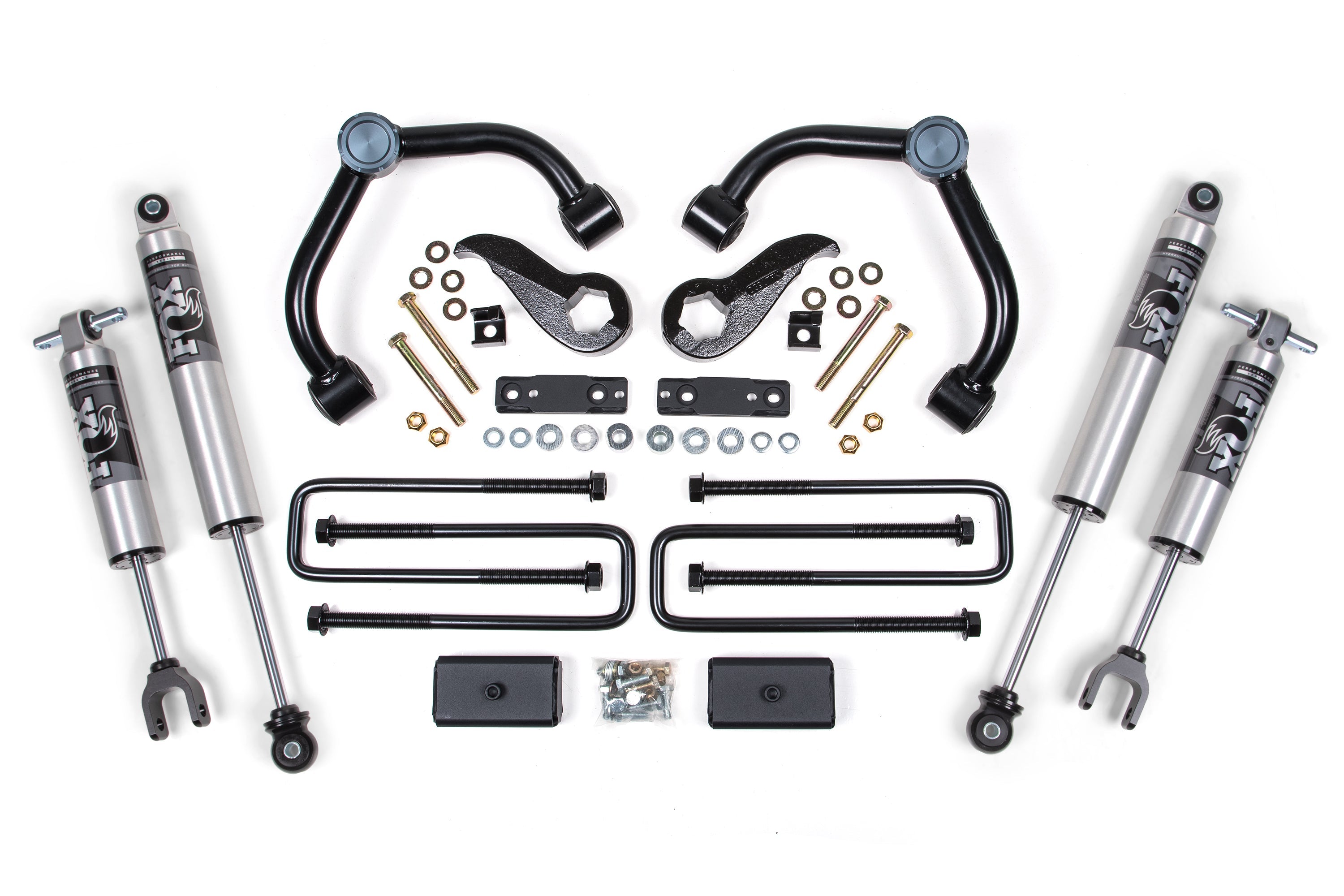 3-inch lift kit featuring FOX 2.5 Performance Series components for Chevy Silverado or GMC Sierra 2500HD/3500HD (2020-2025).