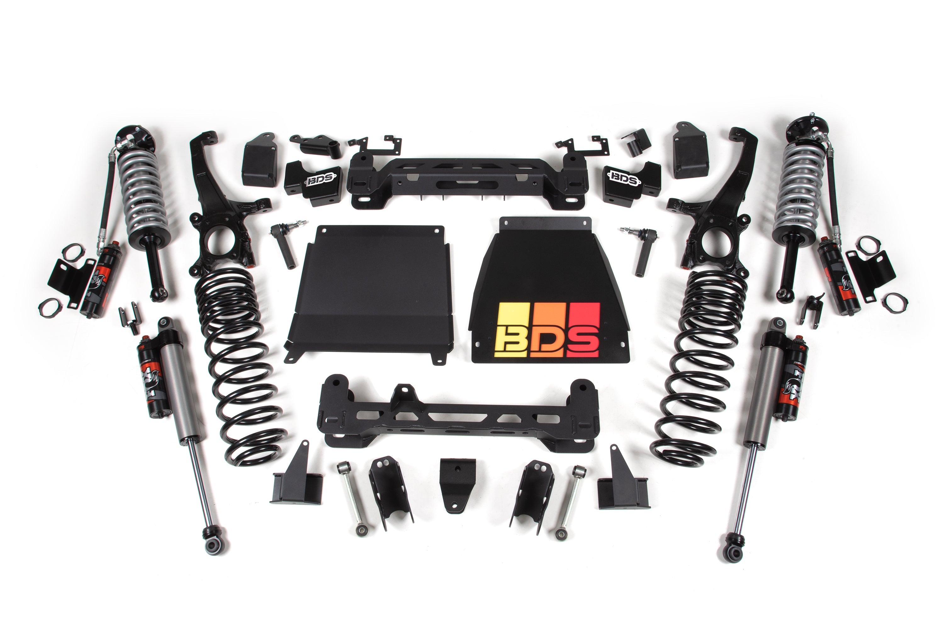 7-inch lift kit components for 2022-2025 Toyota Tundra 4WD, including shocks, springs, and mounting hardware.