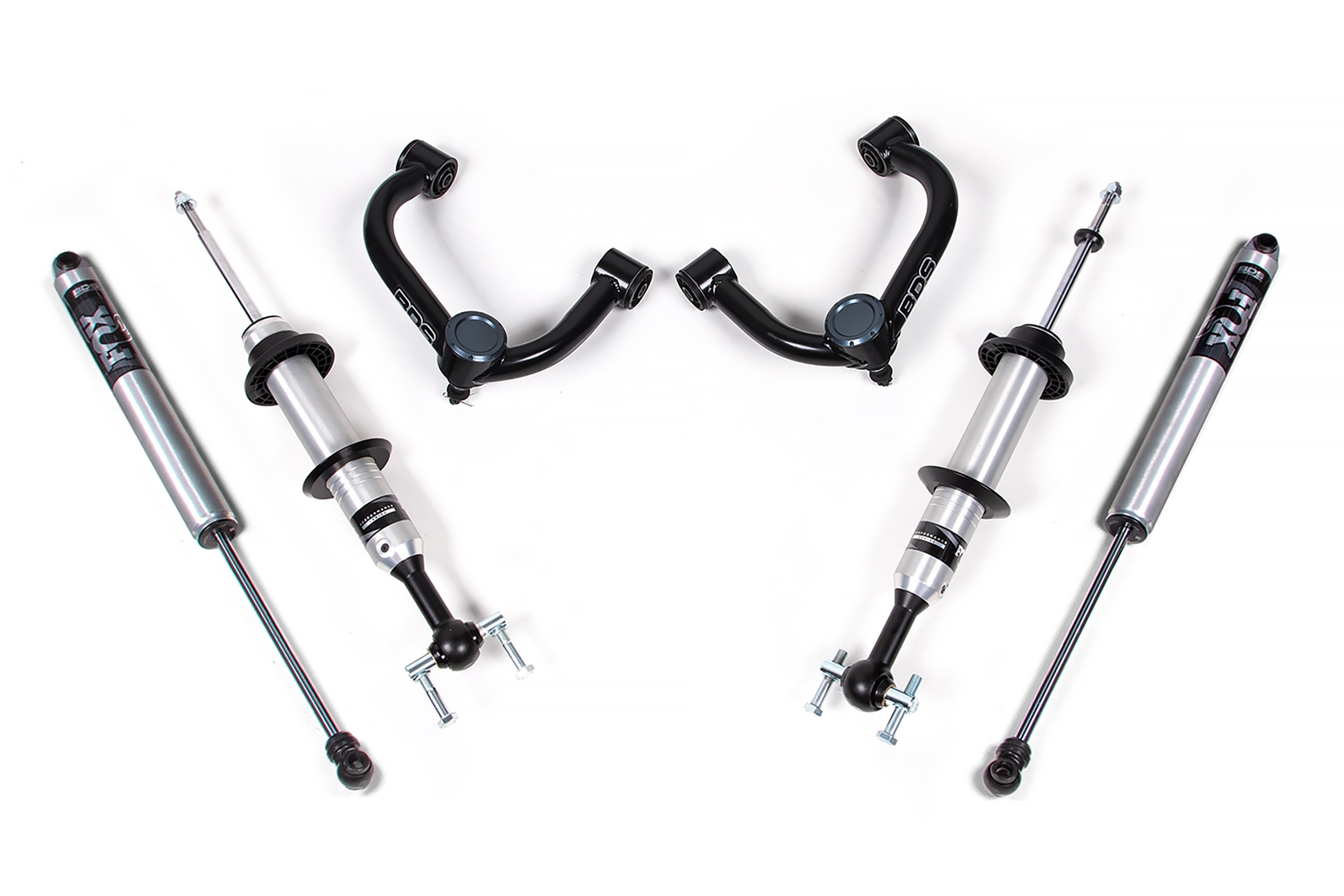 2-inch leveling kit with FOX 2.0 snap ring struts for Ford F150 (2021-2025) 4WD, featuring durable components for enhanced performance.
