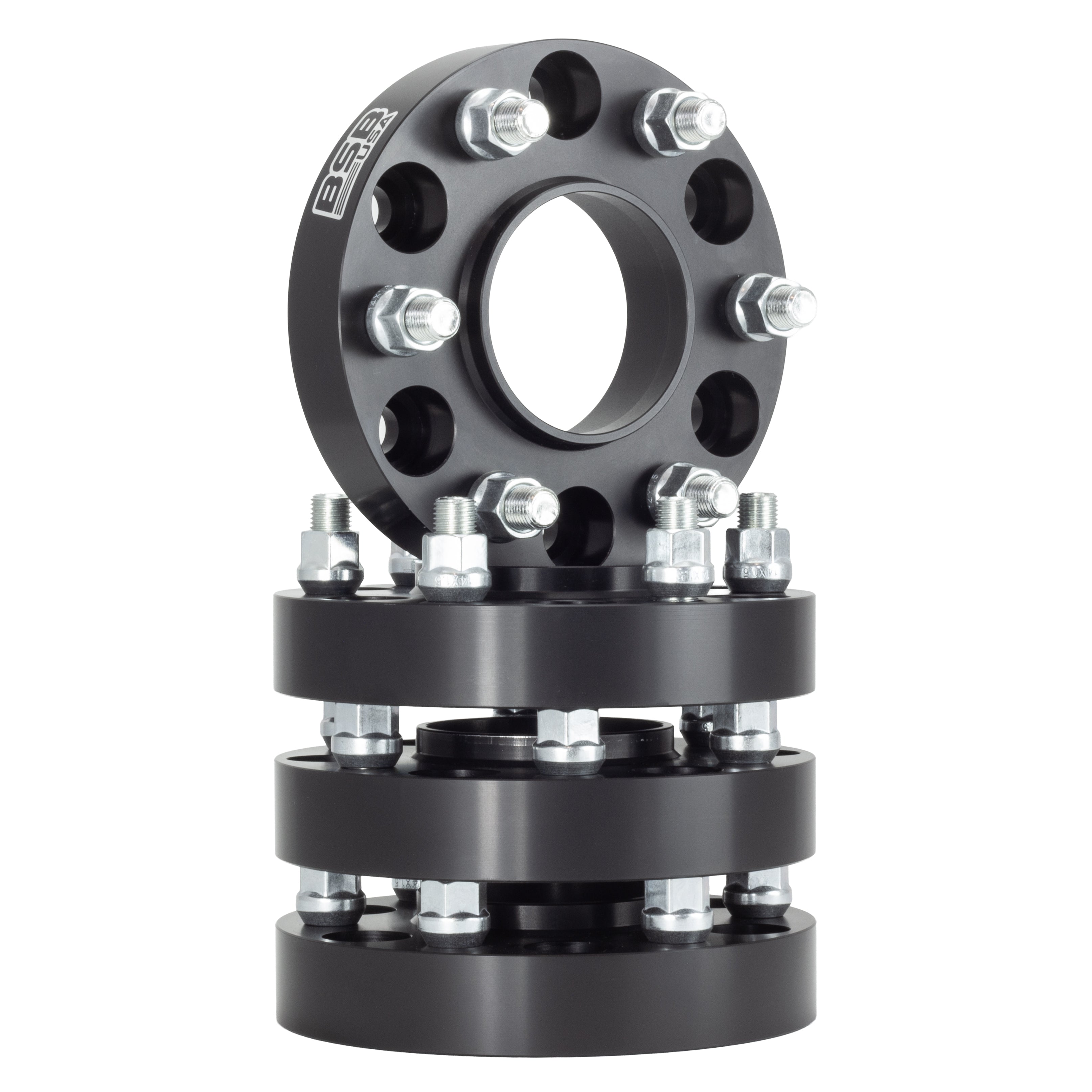 American Made 1" 6x5.5 Wheel Spacers For Tesla Cybertruck - Hubcentric, 84.1mm Hub, 14x1.5 Studs, Black, Made in the USA
