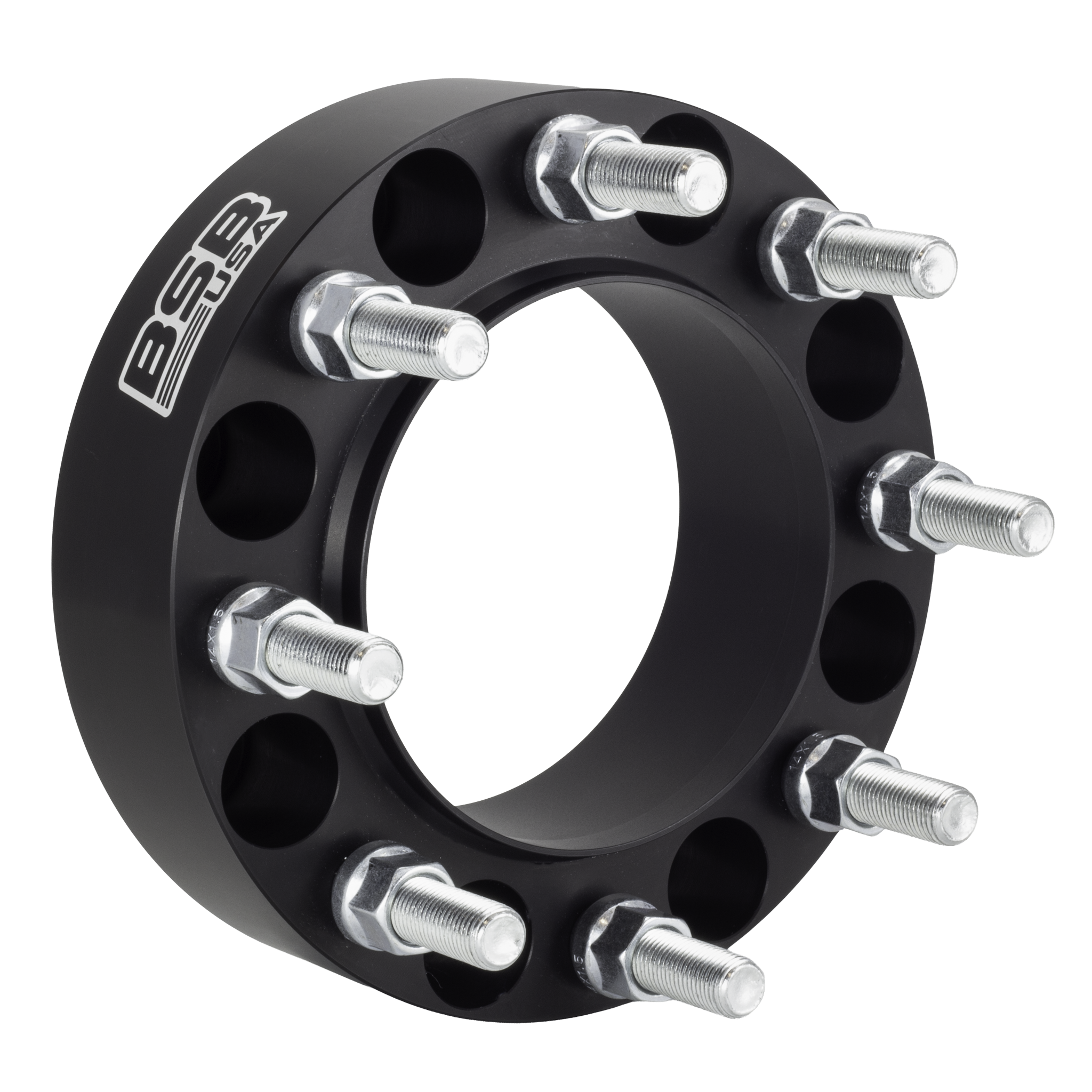 American Made 2" 8x6.5 Wheel Spacers For Chevy Silverado 2500 3500 GMC Sierra - Hubcentric, 116.7mm Hub, 14x1.5 Studs, Black, Made in the USA