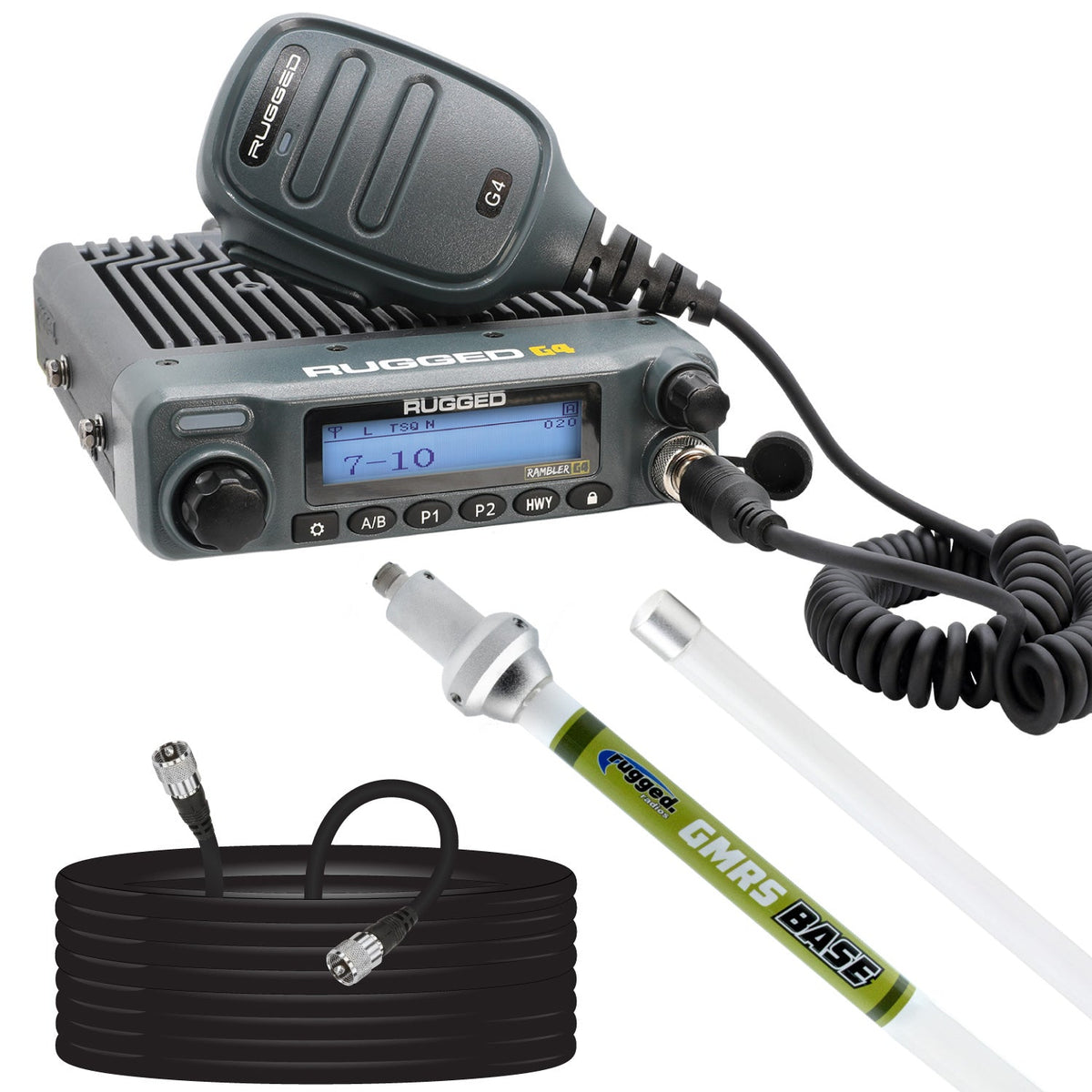 Rambler G4 Base Camp Kit - 50W GMRS Mobile Radio with Fiberglass Antenna