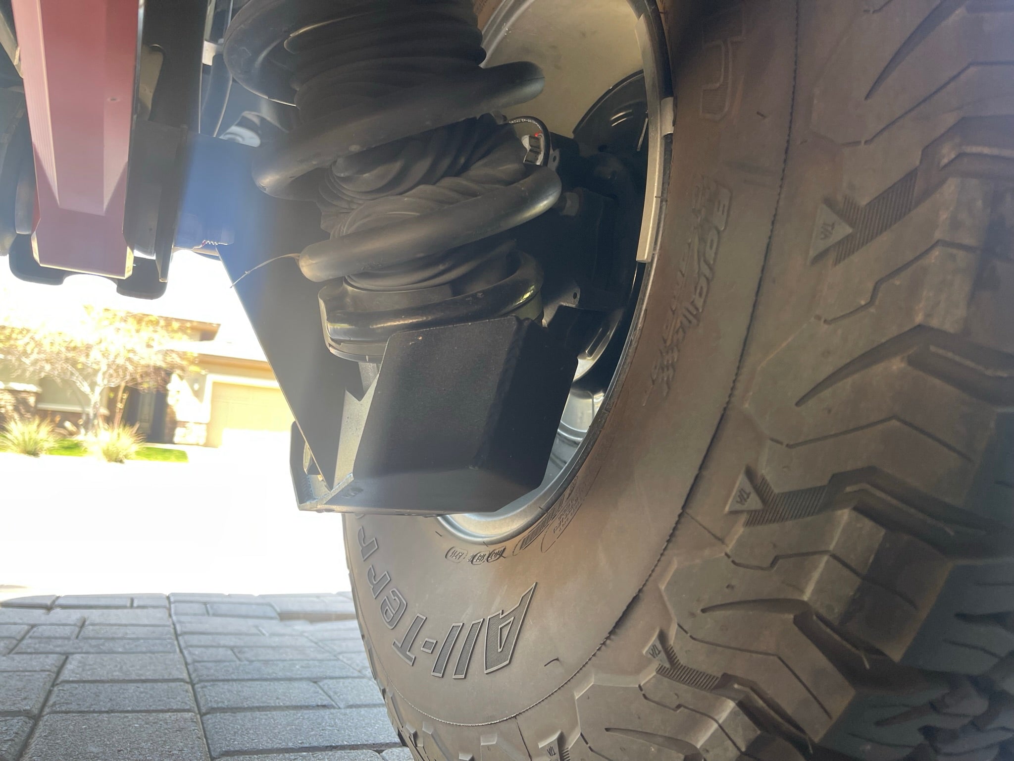 2022 and up Bronco Raptor rear shock skid kit installed, showcasing durable protection for offroad adventures.