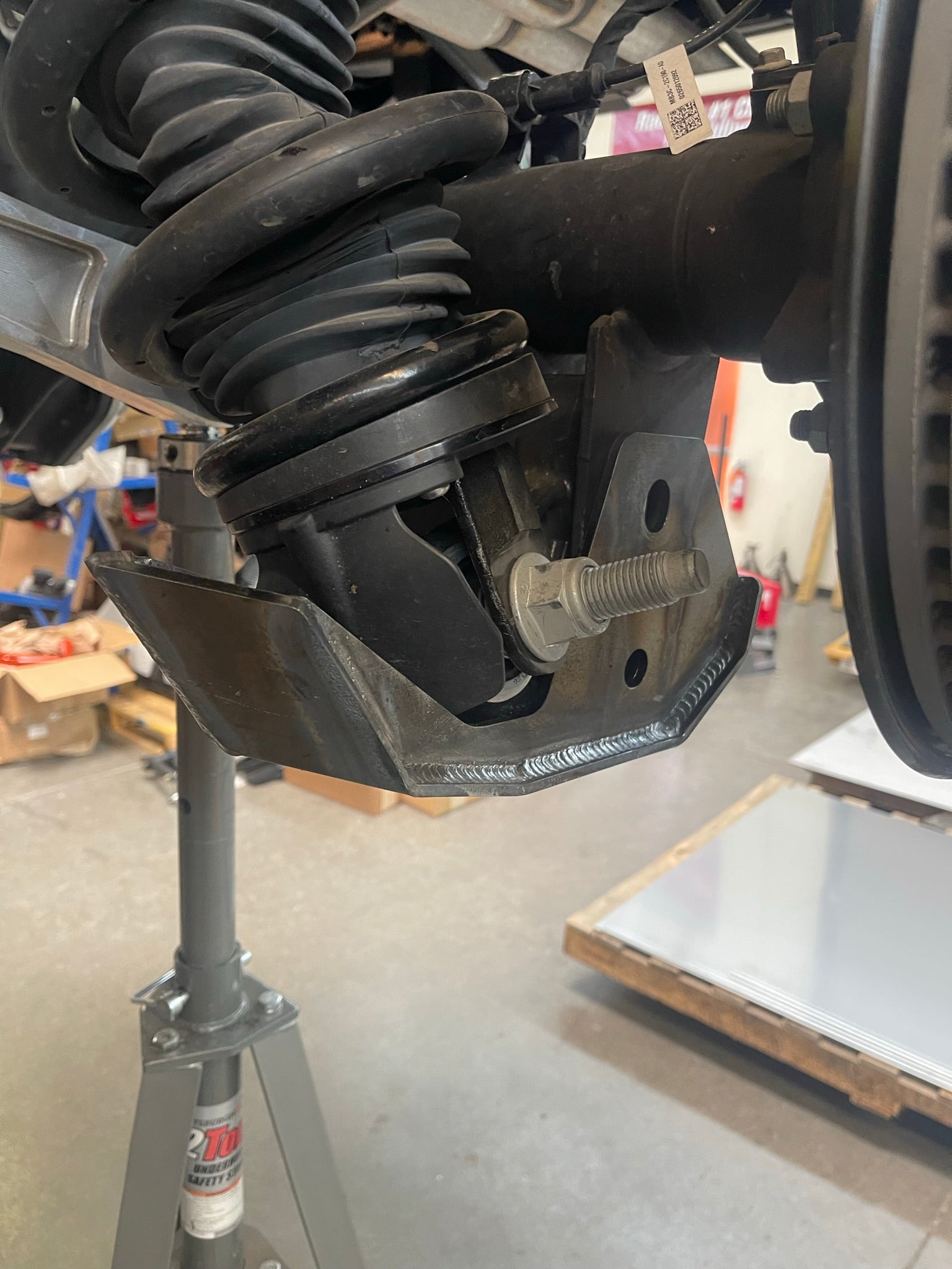 2022 and up Bronco Raptor rear shock skid kit installed, showcasing durable protection for offroad performance.