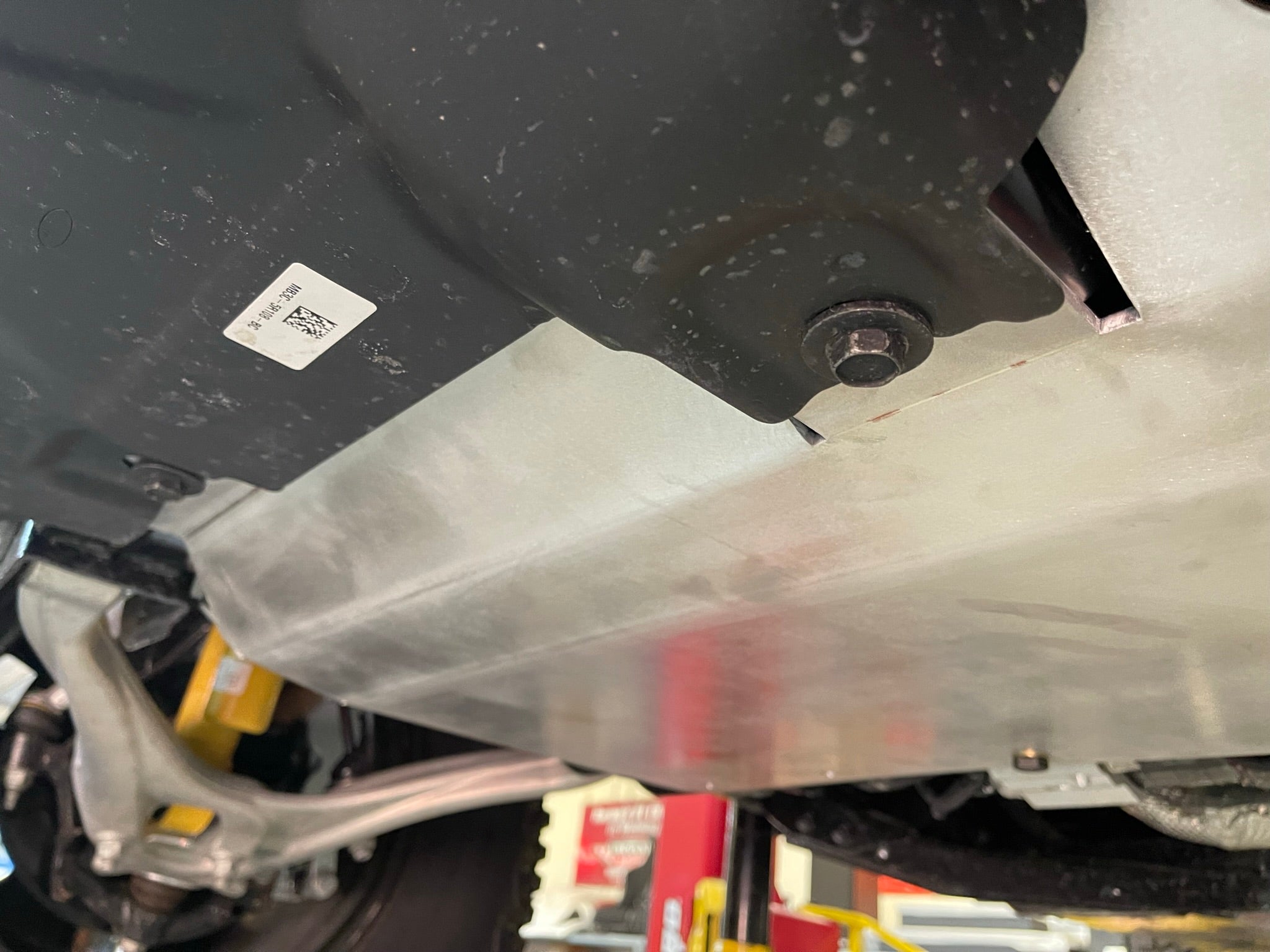 Durable skid plate for 2021 and newer Ford Bronco, designed to protect undercarriage during off-road adventures.