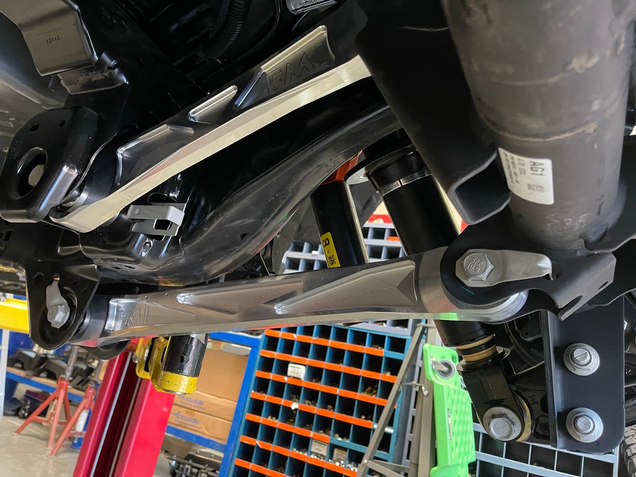 Bronco Raptor billet aluminum rear suspension upper arms showcasing durable design for enhanced offroad performance.