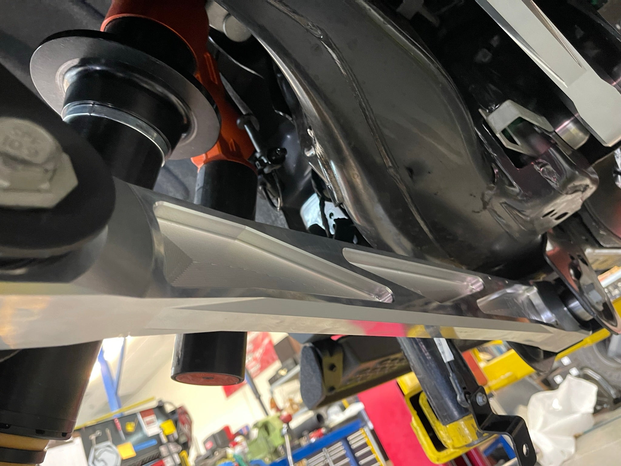 Bronco Raptor billet aluminum rear suspension lower arms showcasing durable design and precision engineering for offroad performance.