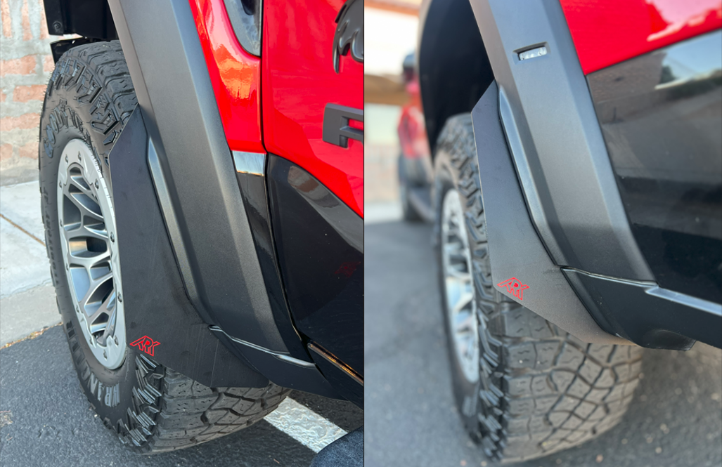 2025+ Dodge RAM RHO Micro Flares installed on a truck, enhancing its rugged look and providing tire protection.