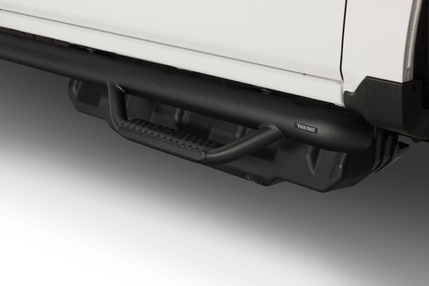 Nerf Step Bar Wheel-to-Wheel with Bed Access (3 Steps per Side) 3 Inch Main Tube Diameter 2004-2006 (2007 Classic) Chevy Silverado/GMC Sierra 1500 5 Foot 8 Inch Bed Crew Cab Textured Black NFab