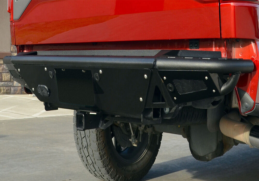 RBS PreRunner Rear Bumper Pre-Runner Style with Brushed Aluminum Skid Plate Works with Factory Hitch 2007-2013 Chevy Silverado/GMC Sierra 1500 Gloss Black N Fab